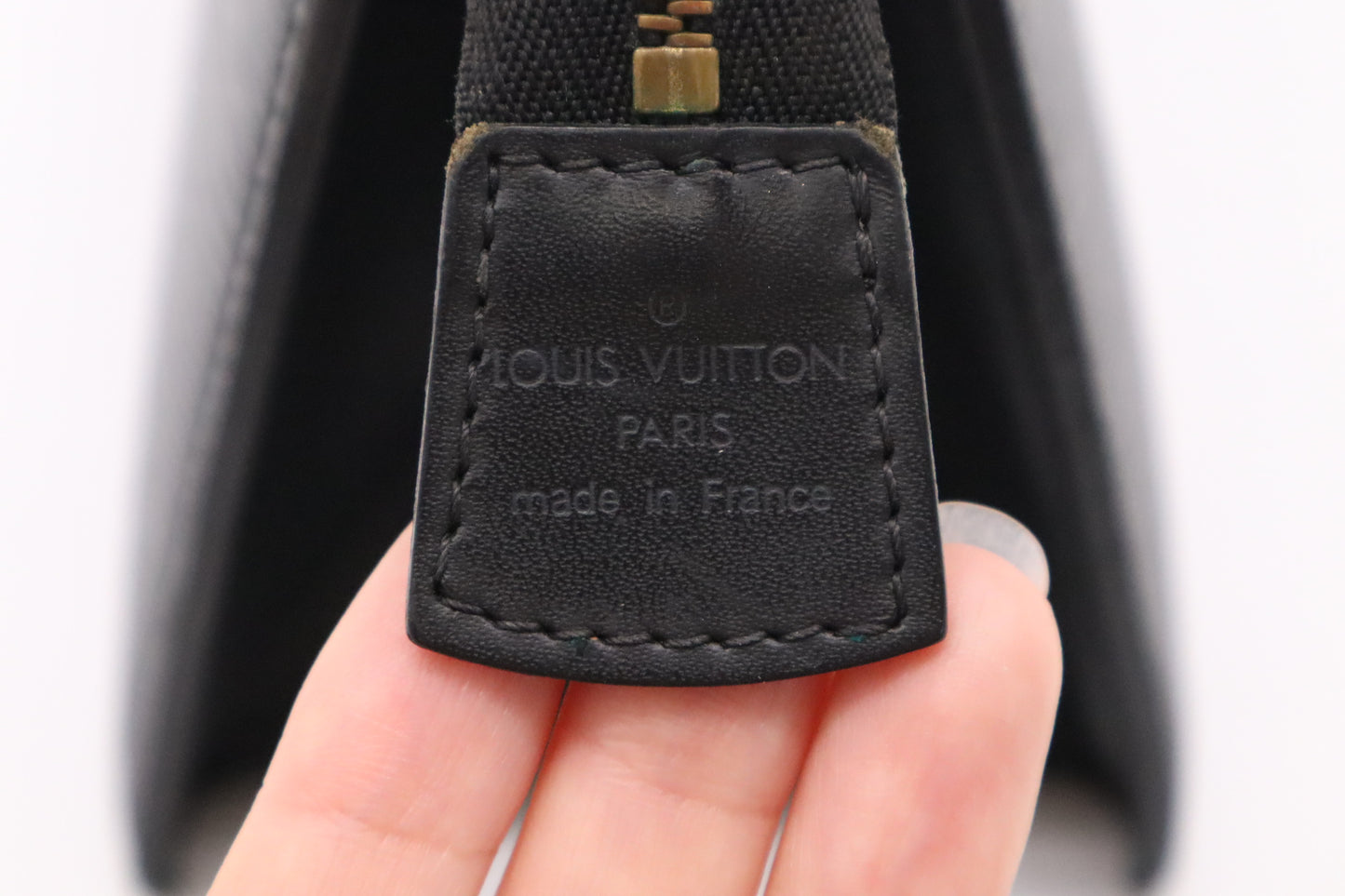 Louis Vuitton Clutch Bag in Black Epi Trousse Crete Leather