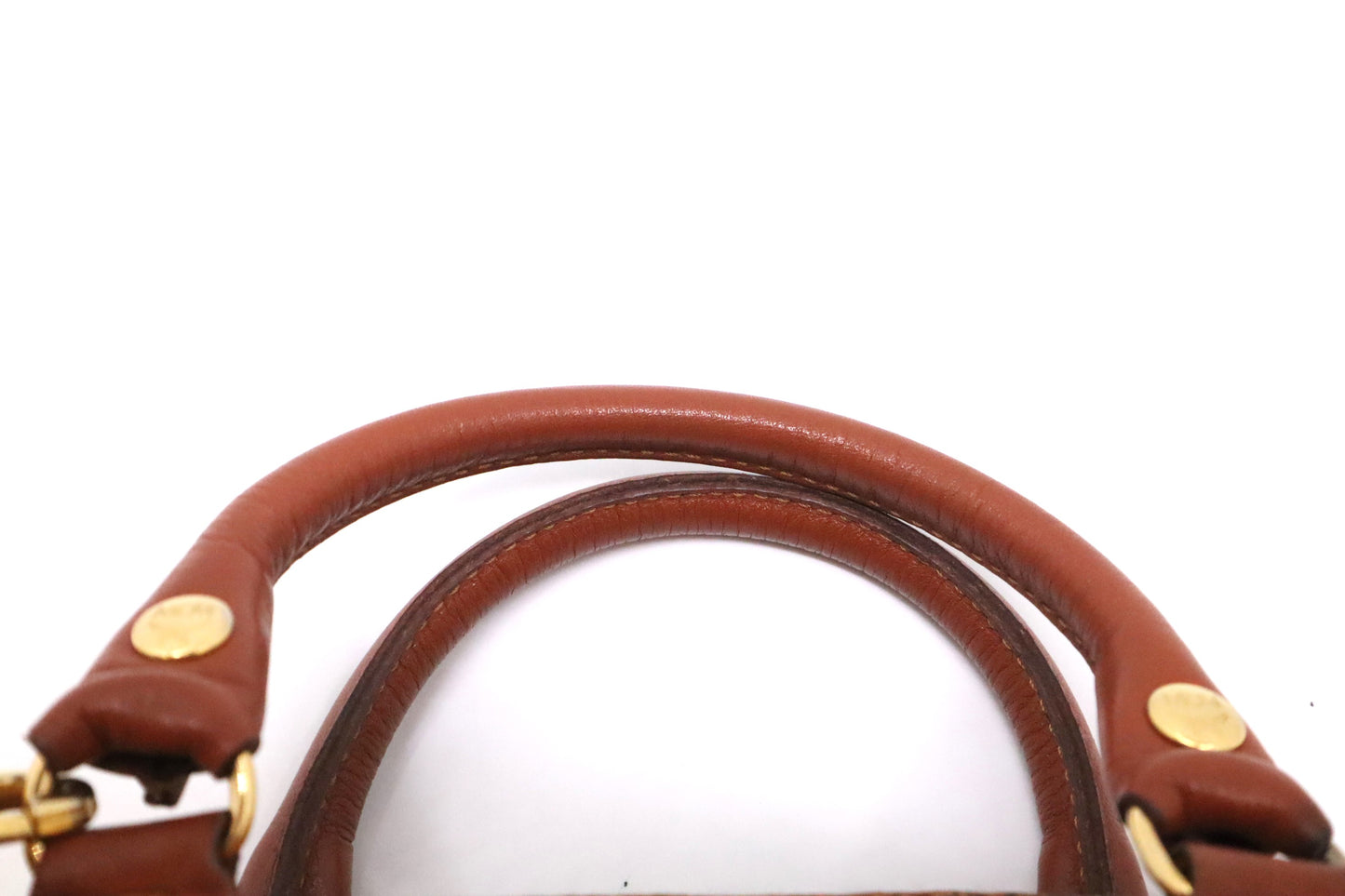 MCM Mini Boston in Cognac Visetos Canvas