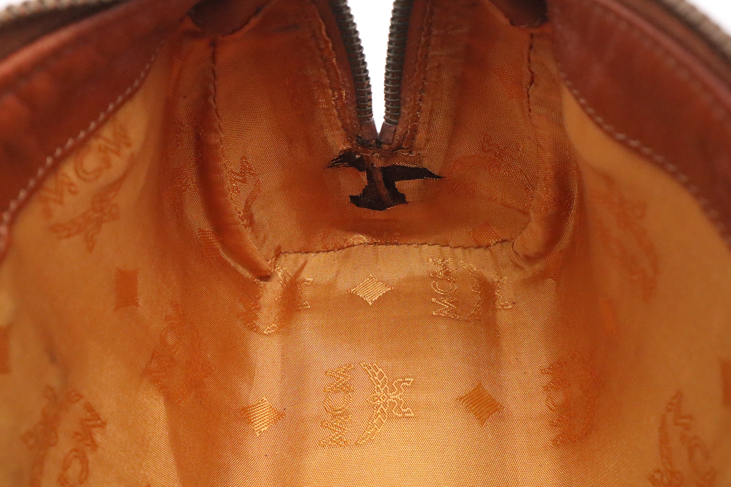 MCM Mini Boston in Cognac Visetos Canvas