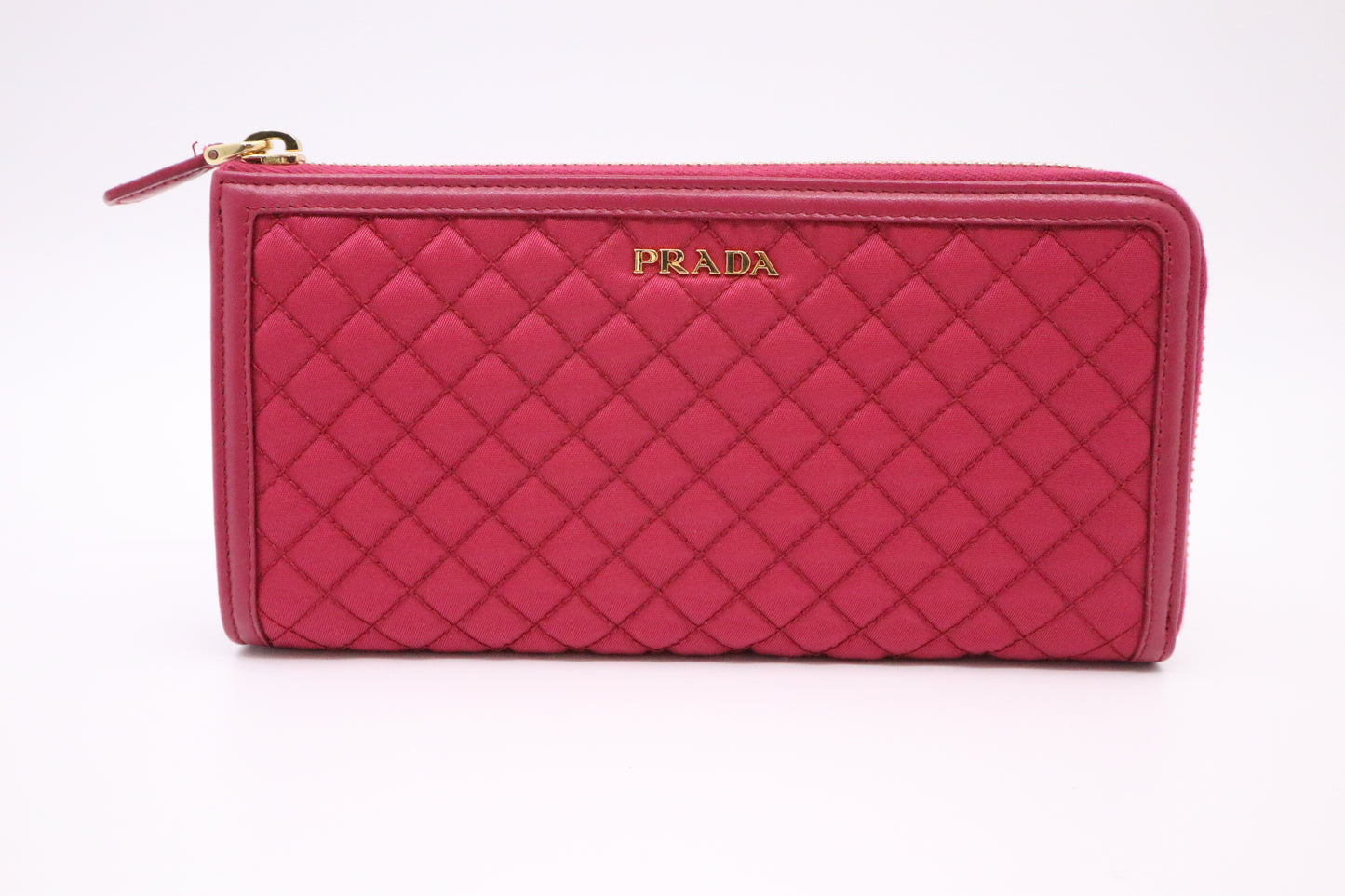 Prada Long Wallet in Pink Tessuto Quilted Nylon