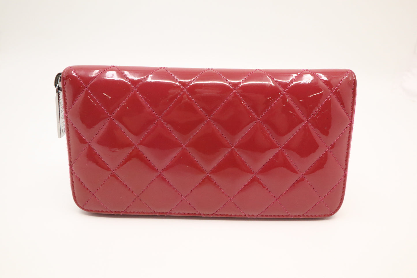 Chanel Zippy Wallet in Pink Quilted Patent Leather