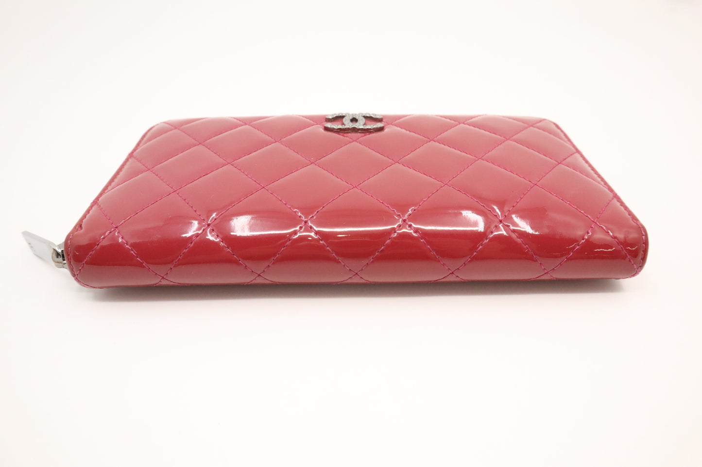 Chanel Zippy Wallet in Pink Quilted Patent Leather