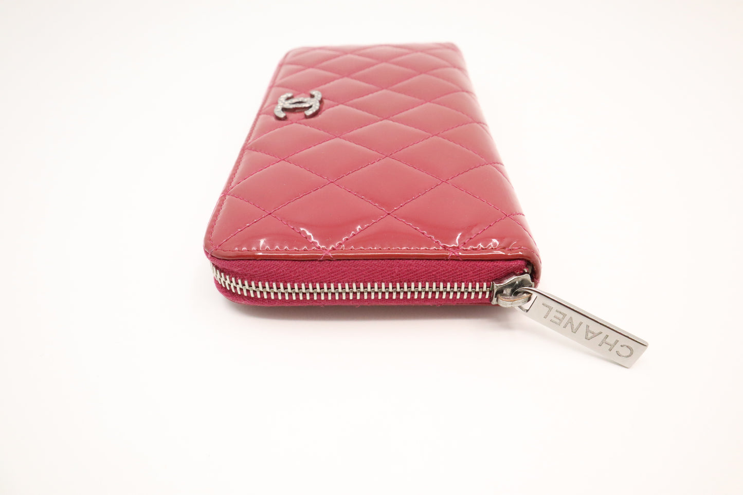 Chanel Zippy Wallet in Pink Quilted Patent Leather