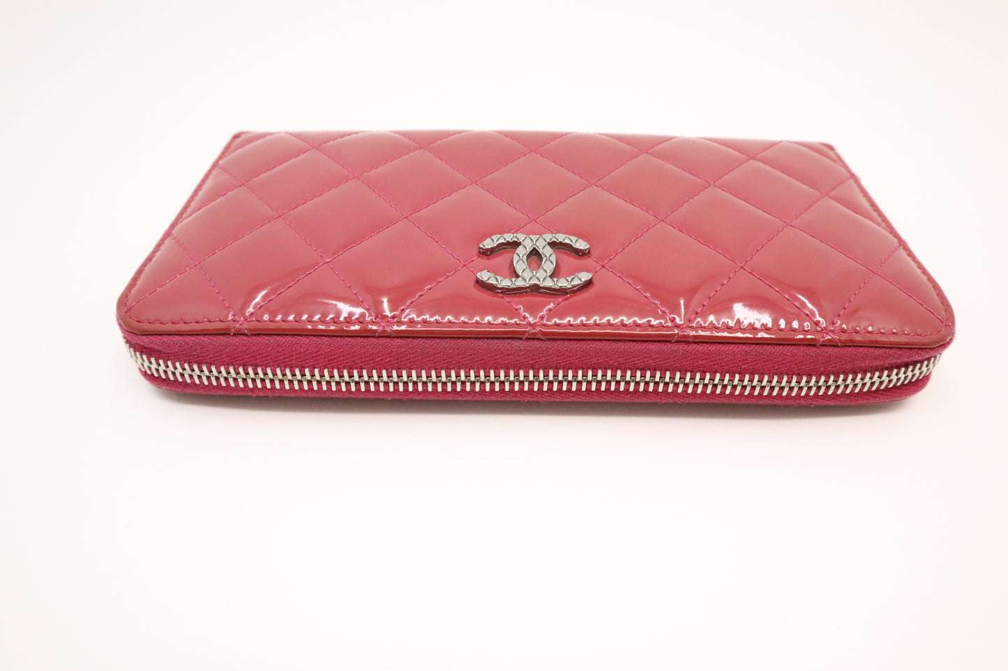 Chanel Zippy Wallet in Pink Quilted Patent Leather