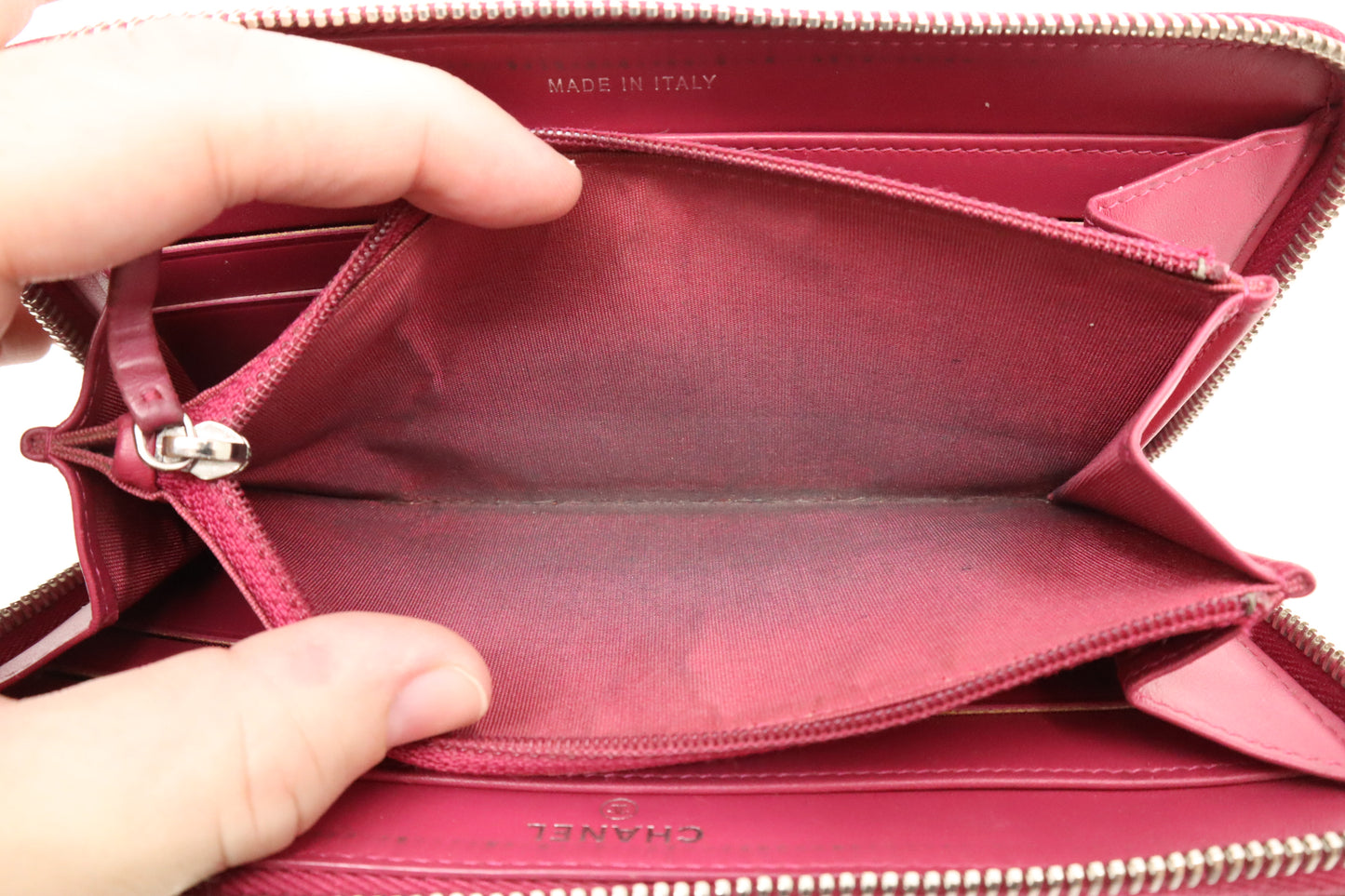 Chanel Zippy Wallet in Pink Quilted Patent Leather