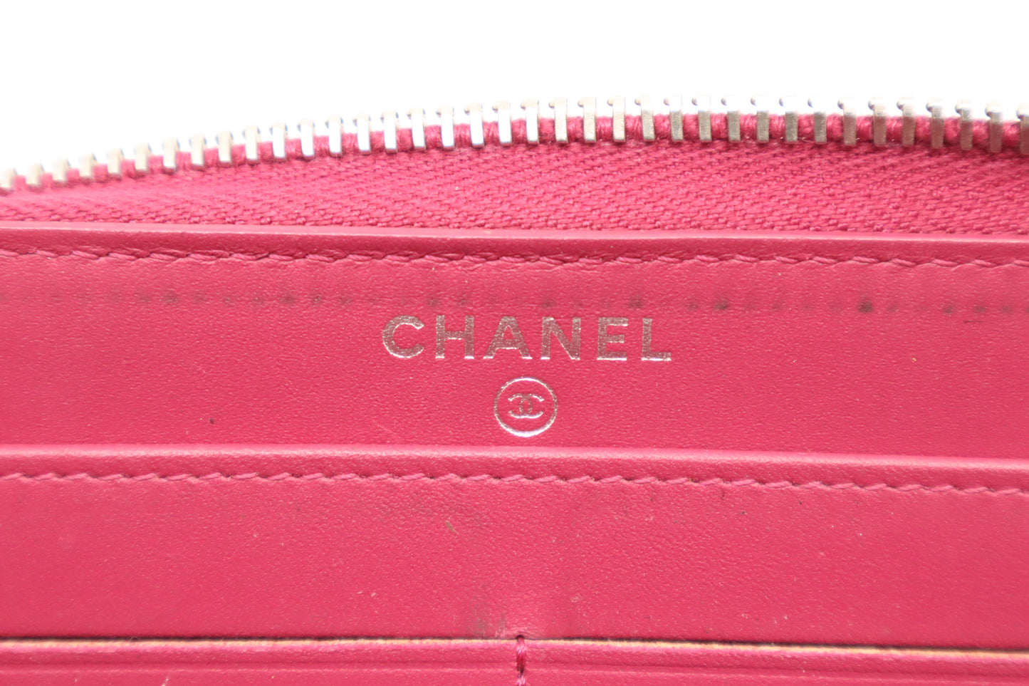 Chanel Zippy Wallet in Pink Quilted Patent Leather