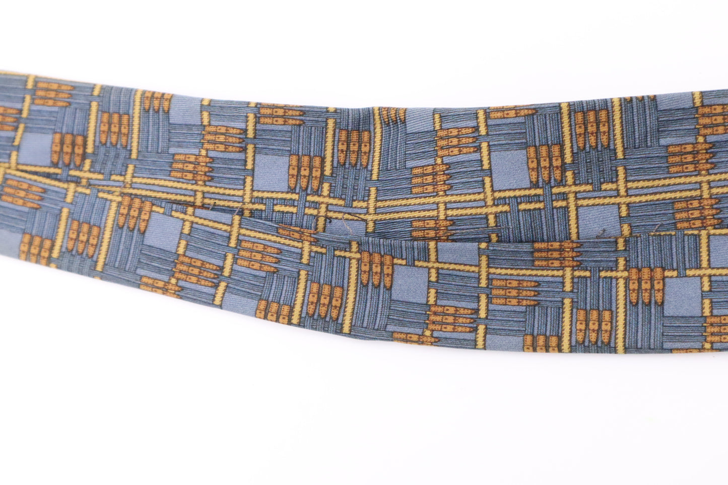 Hermes Tie in Blue and Yellow Silk