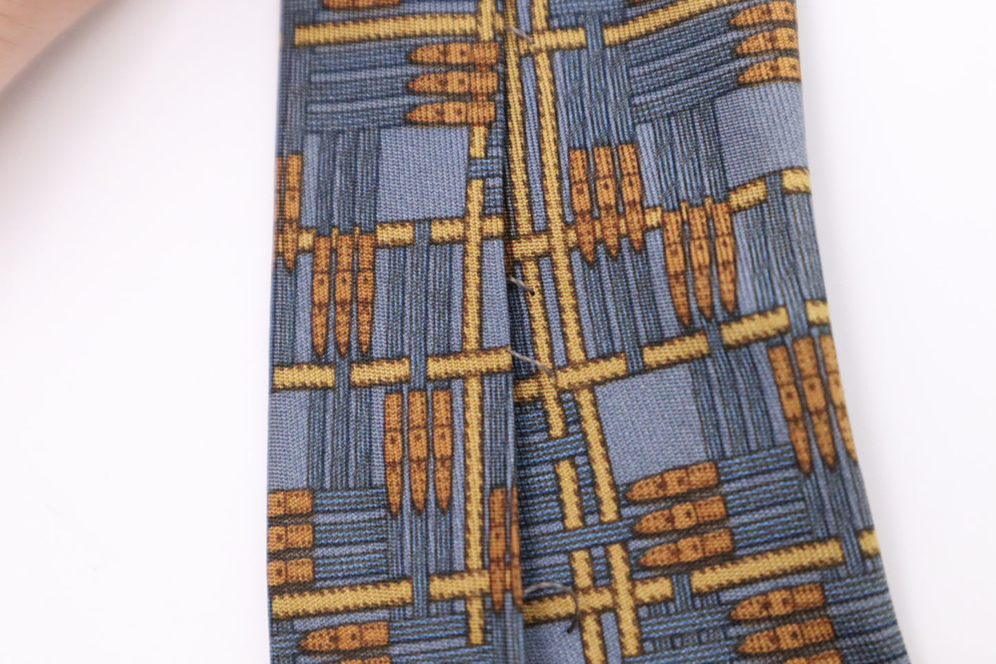 Hermes Tie in Blue and Yellow Silk