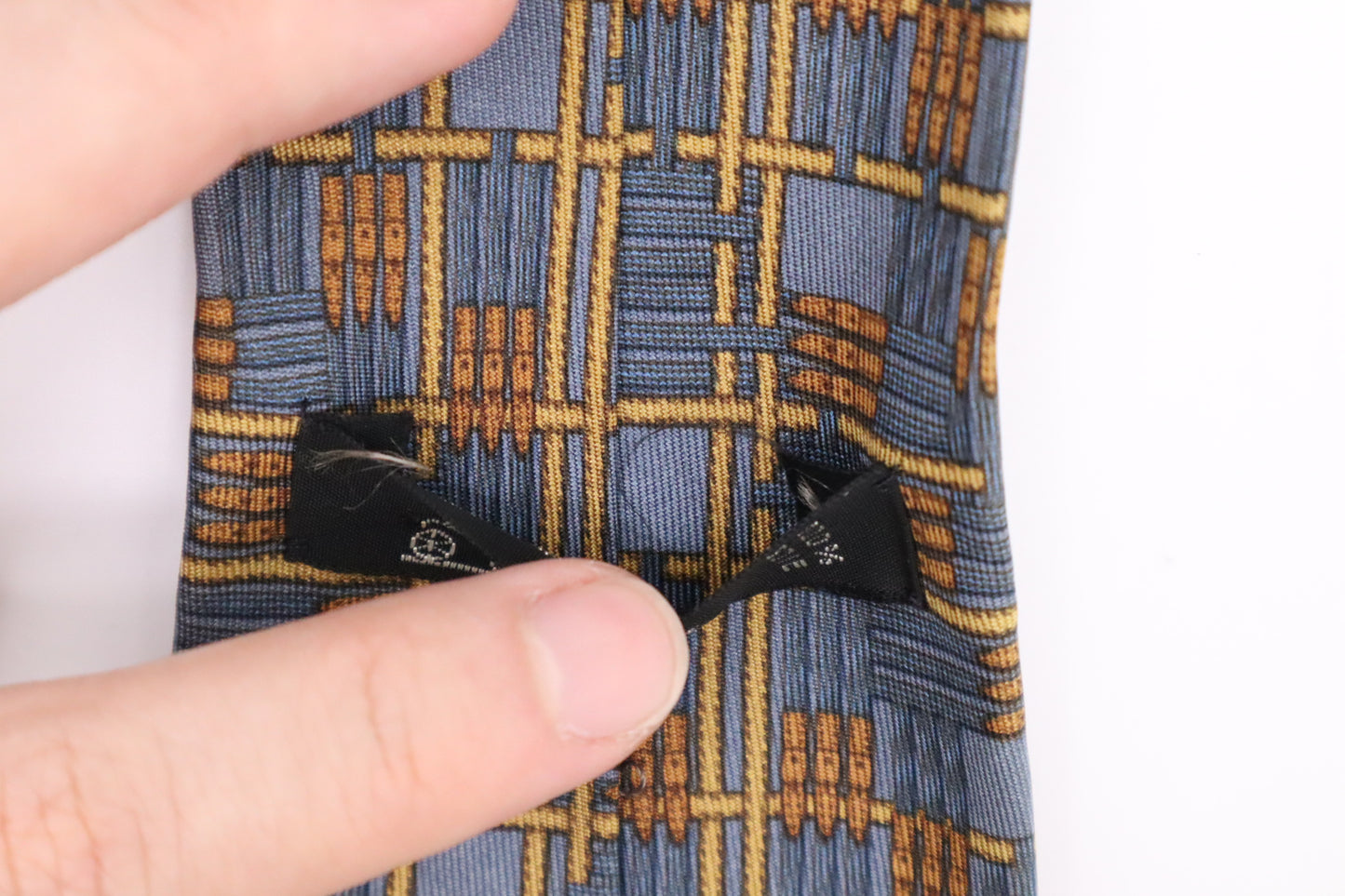 Hermes Tie in Blue and Yellow Silk