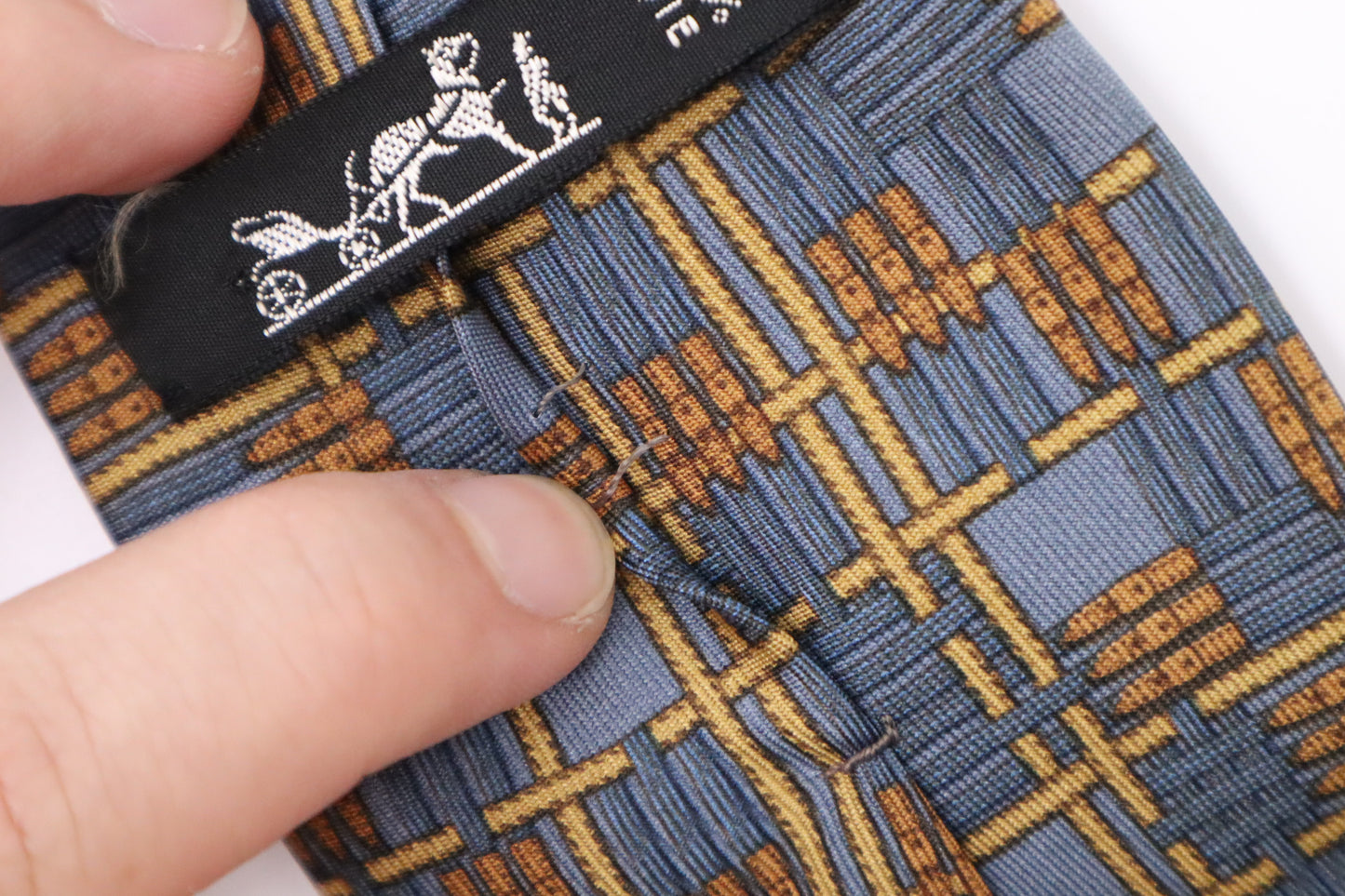 Hermes Tie in Blue and Yellow Silk