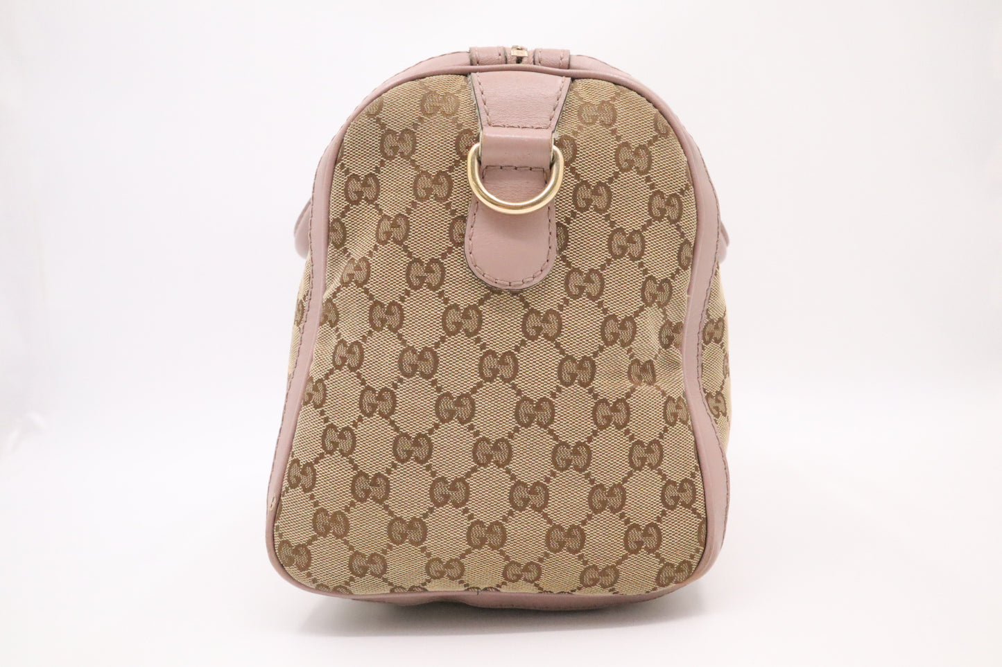 Gucci Boston Bag in GG Canvas and Pink Leather