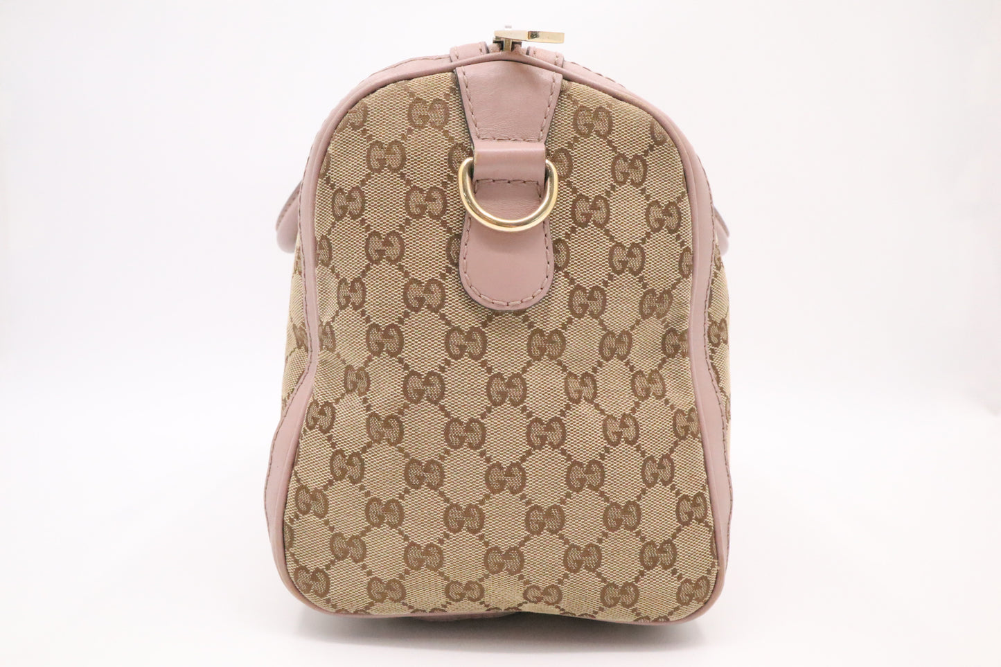 Gucci Boston Bag in GG Canvas and Pink Leather