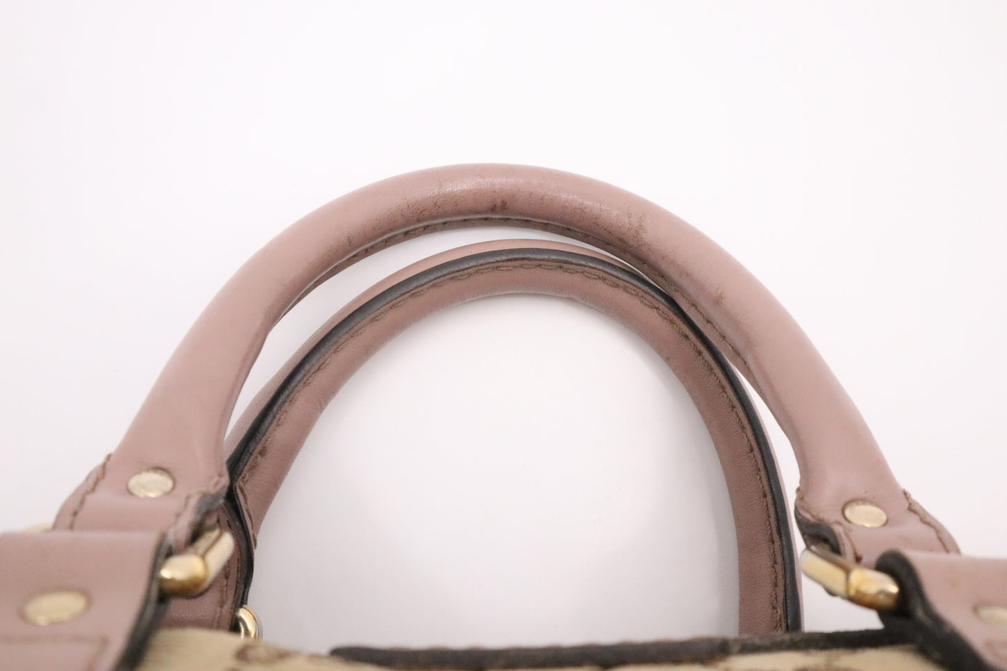 Gucci Boston Bag in GG Canvas and Pink Leather
