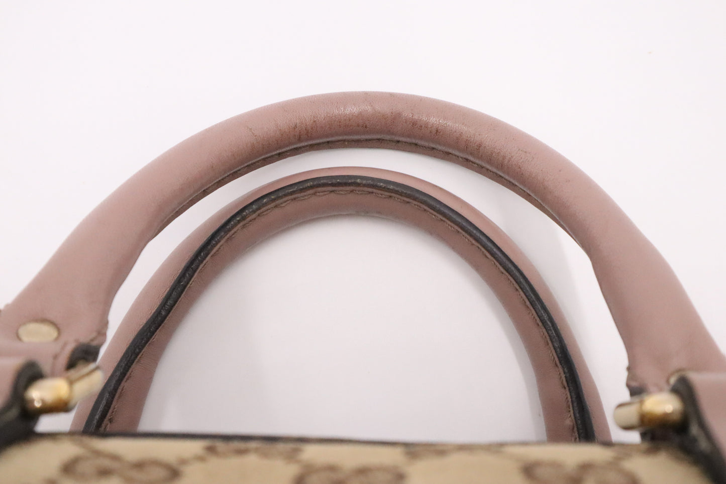 Gucci Boston Bag in GG Canvas and Pink Leather