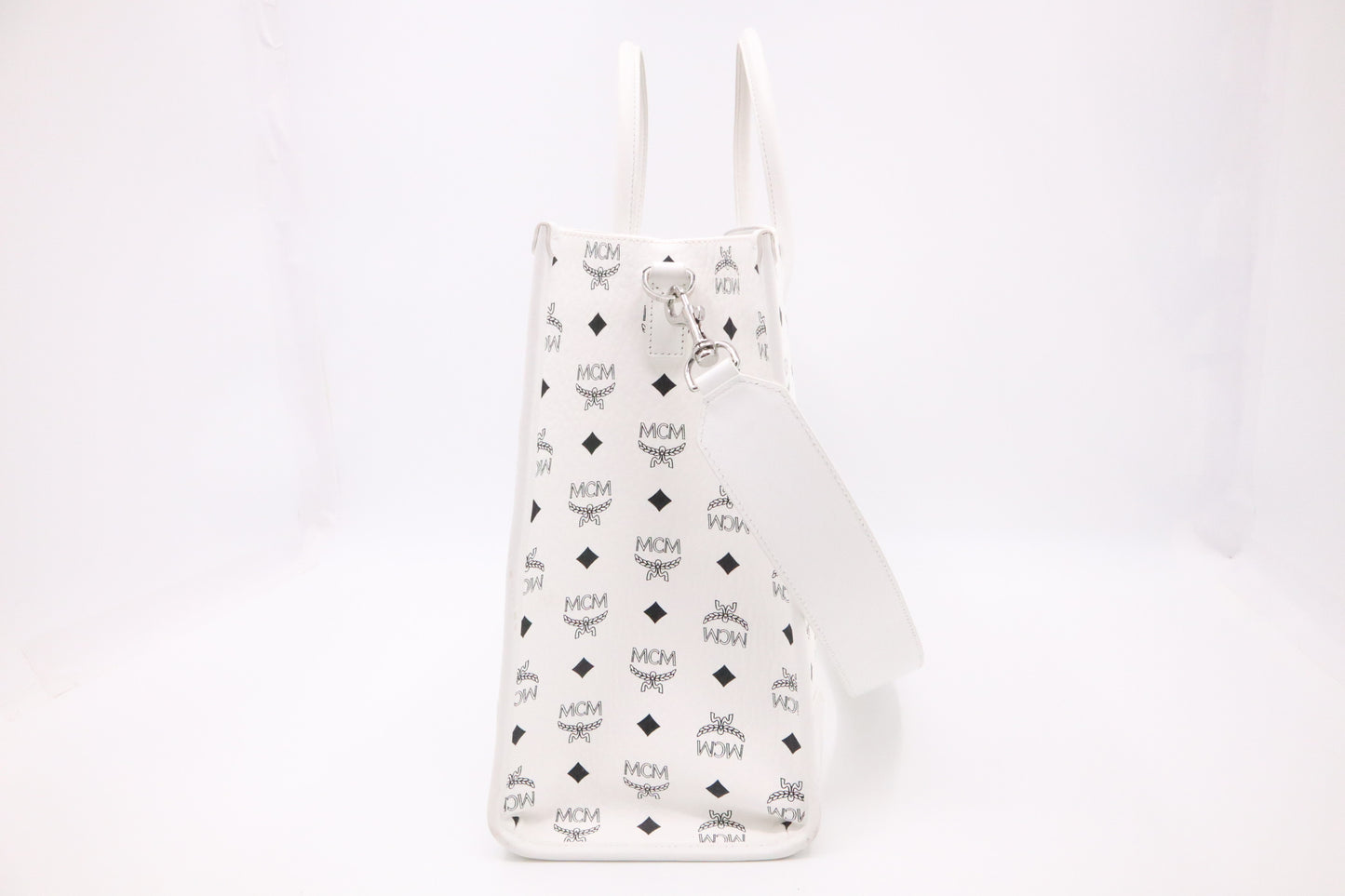 MCM Tote in White Visetos Canvas