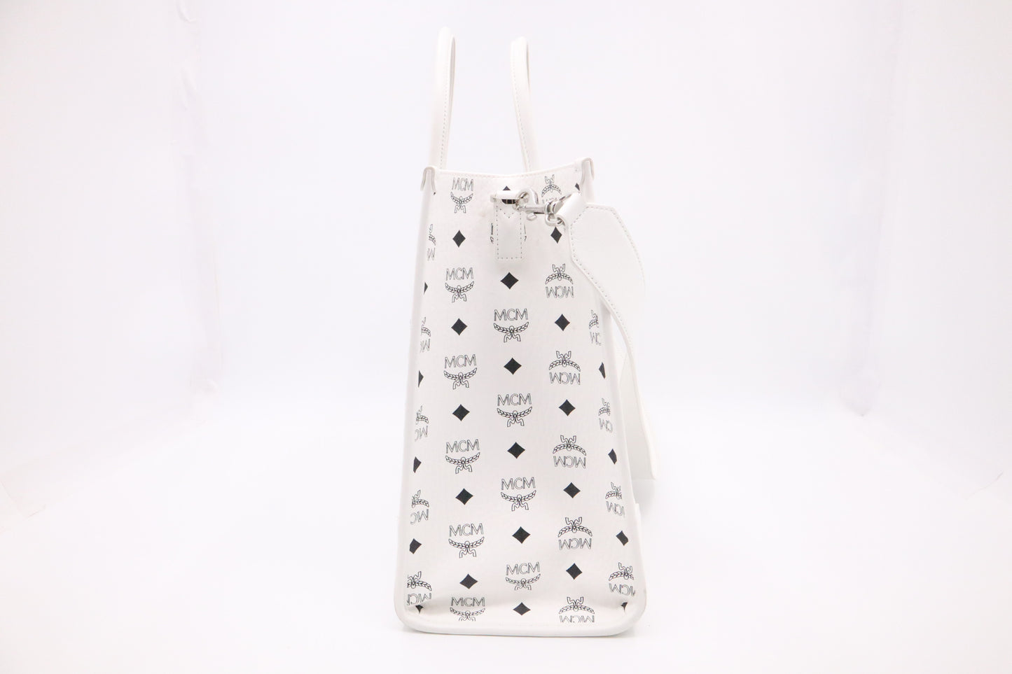 MCM Tote in White Visetos Canvas
