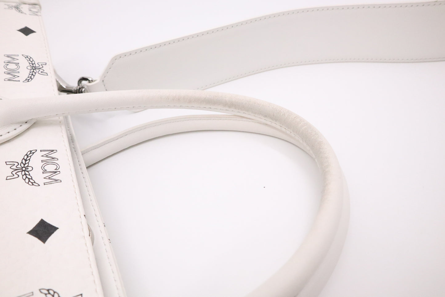 MCM Tote in White Visetos Canvas
