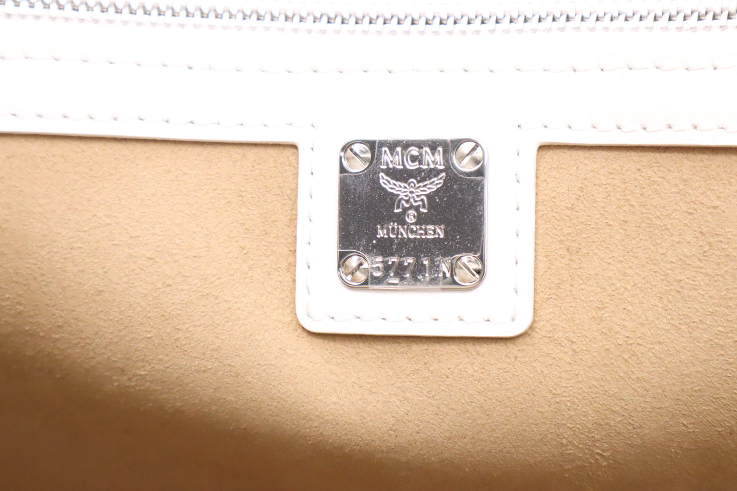 MCM Tote in White Visetos Canvas