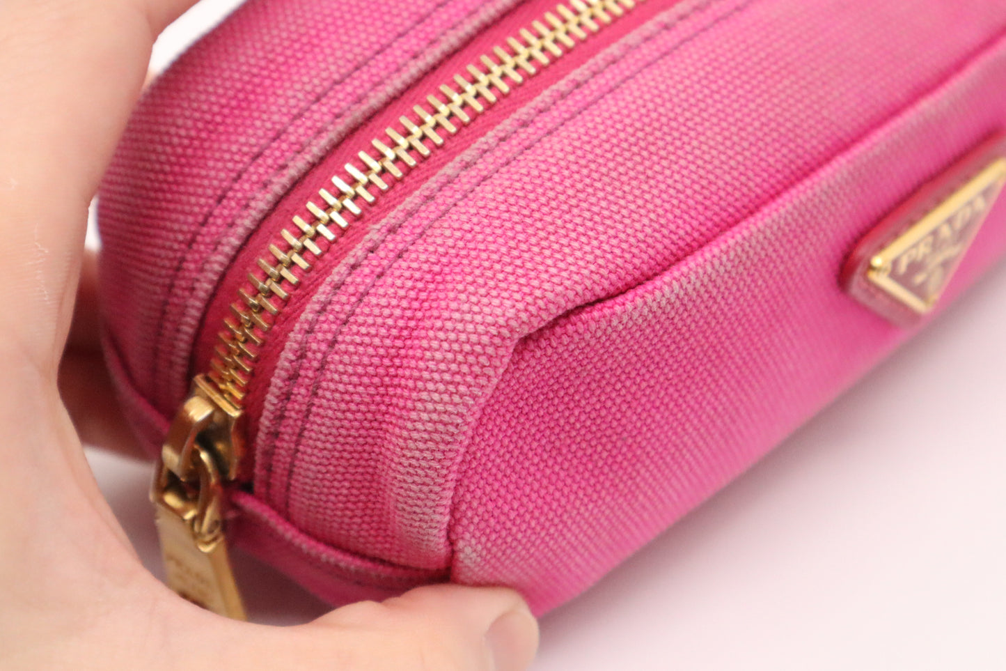 Prada Cosmetics Pouch in Pink Canvas