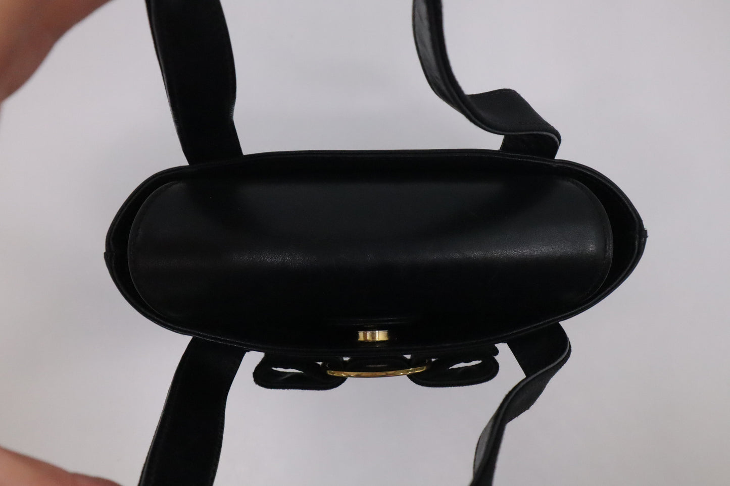 Ferragamo Small Trifolio Handbag in Black Leather
