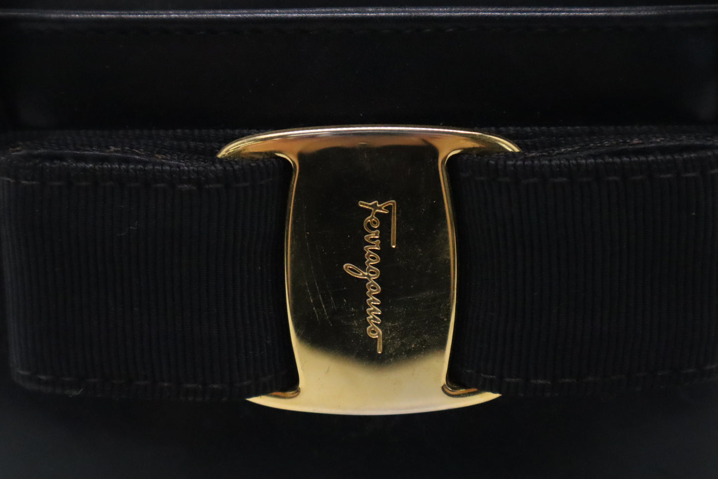 Ferragamo Small Trifolio Handbag in Black Leather
