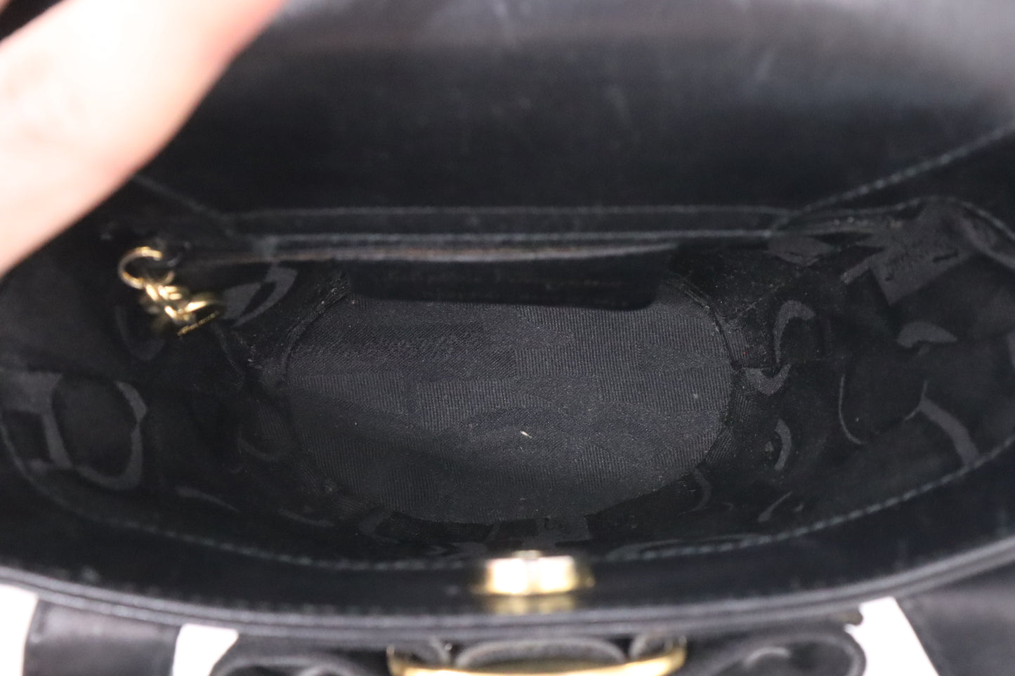Ferragamo Small Trifolio Handbag in Black Leather