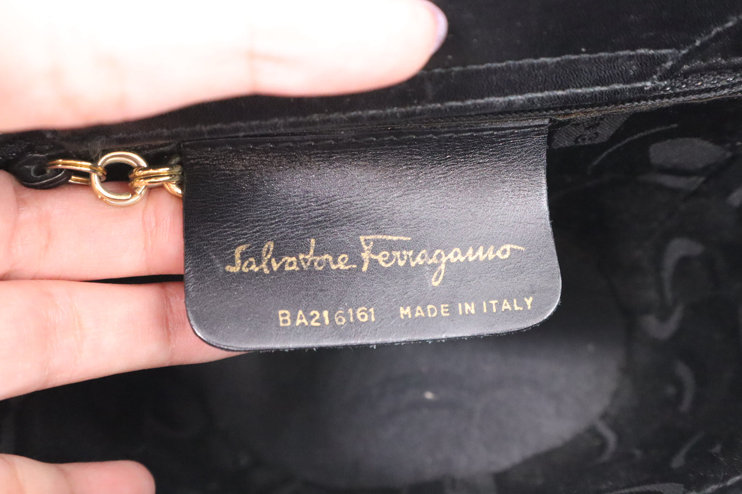 Ferragamo Small Trifolio Handbag in Black Leather