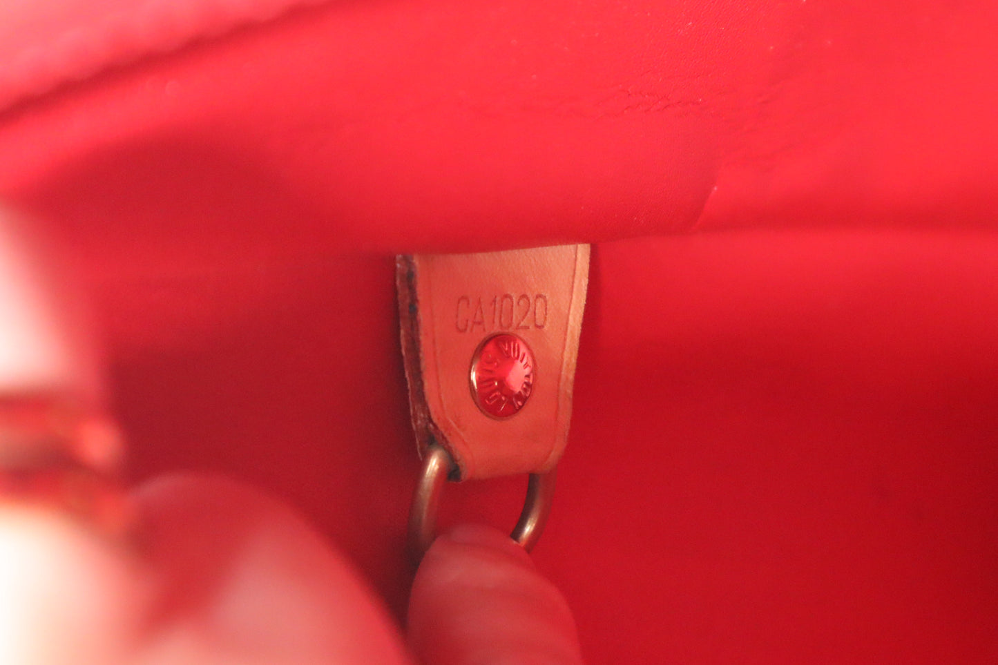 Louis Vuitton Huston Shoulder Bag in Rouge Grenadine Vernis Leather
