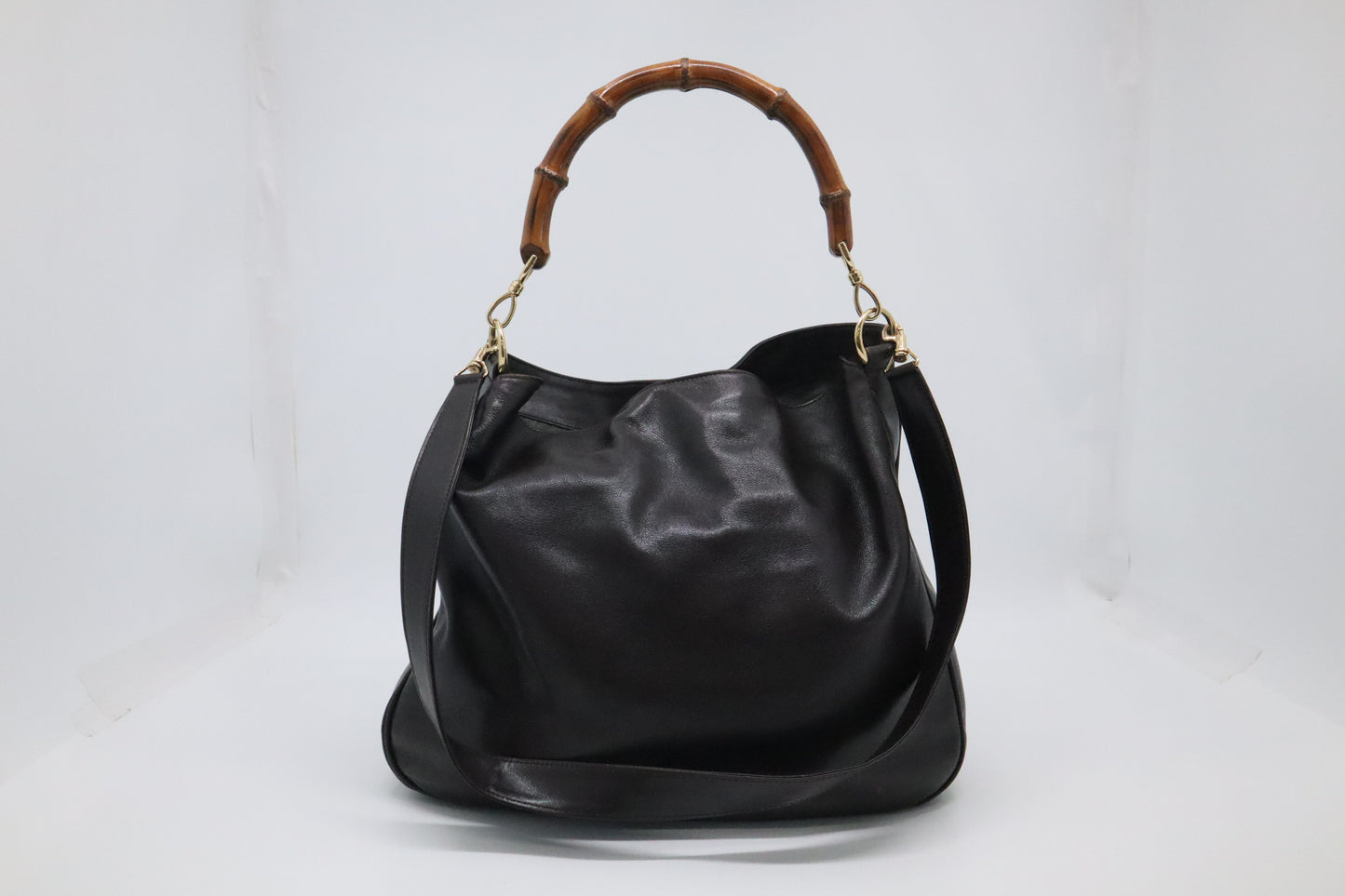 Gucci Bamboo Shoulder Bag in Brown Leather