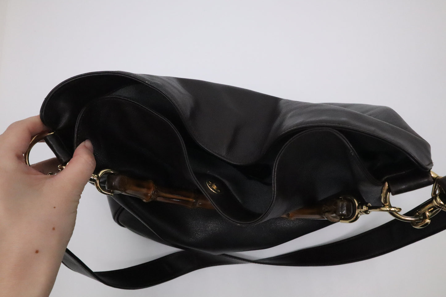 Gucci Bamboo Shoulder Bag in Brown Leather