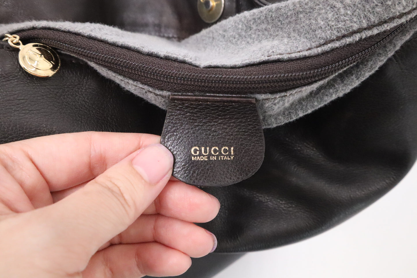 Gucci Bamboo Shoulder Bag in Brown Leather