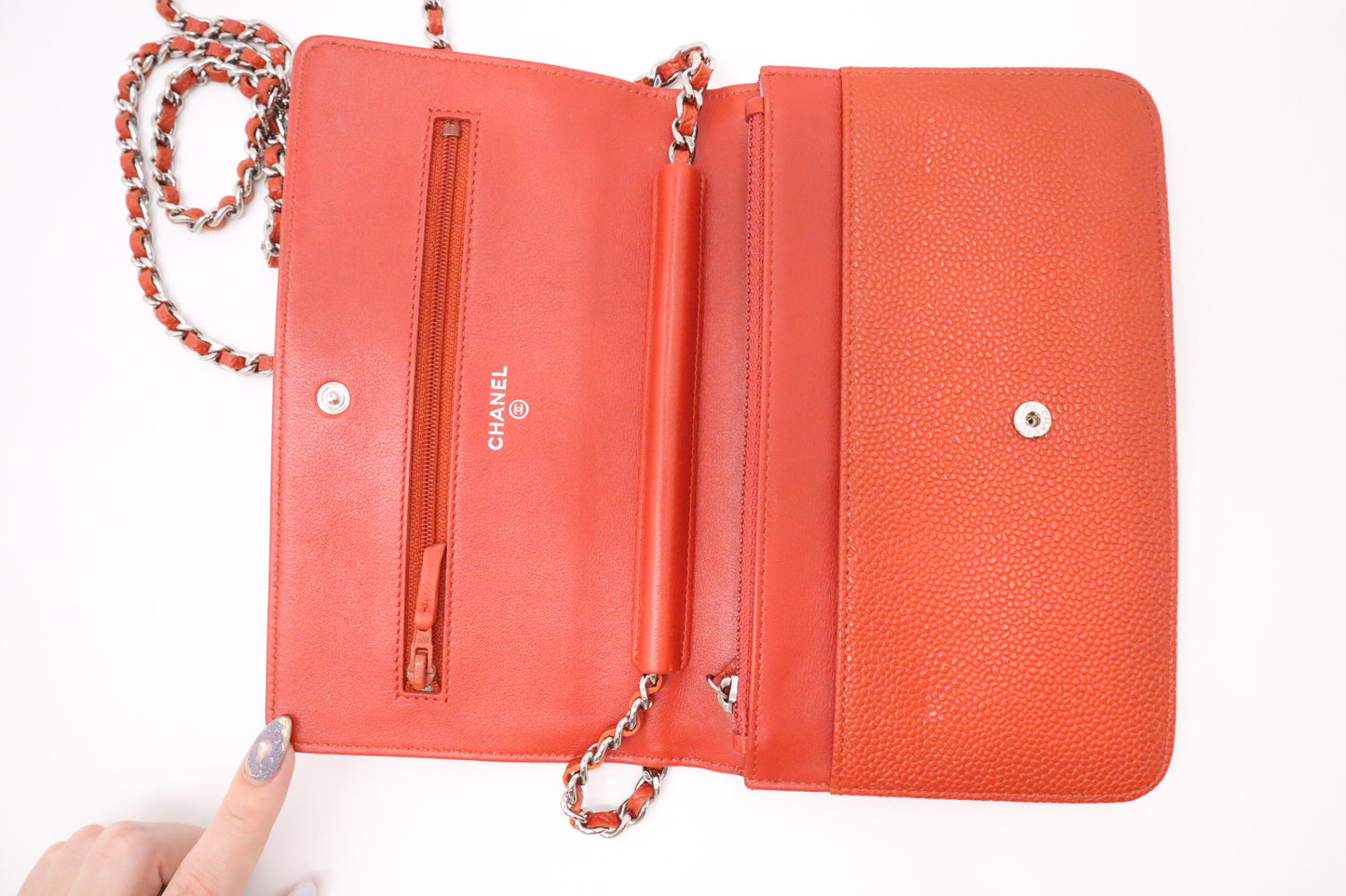Chanel Wallet on Chain in Orange Caviar Leather