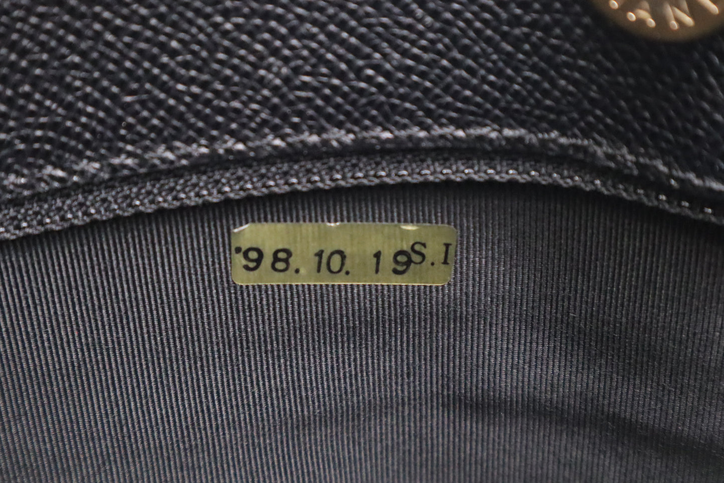 Chanel Logo Shoulder Bag in Black Caviar Leather