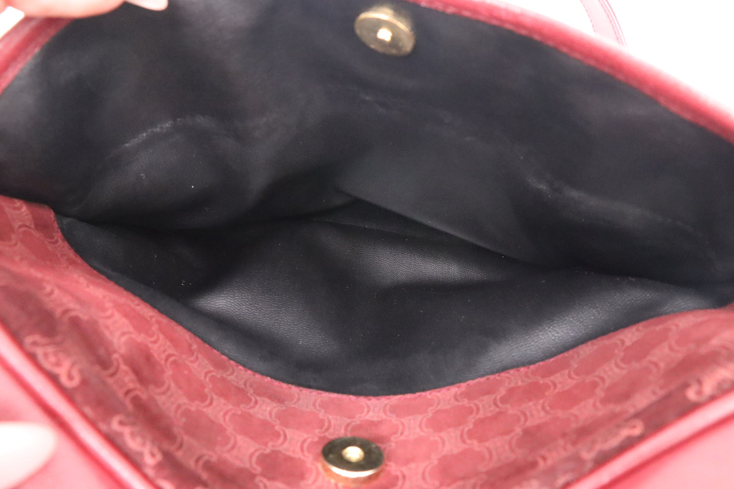 Celine Shoulder Bag in Bordeaux Canvas and Leather