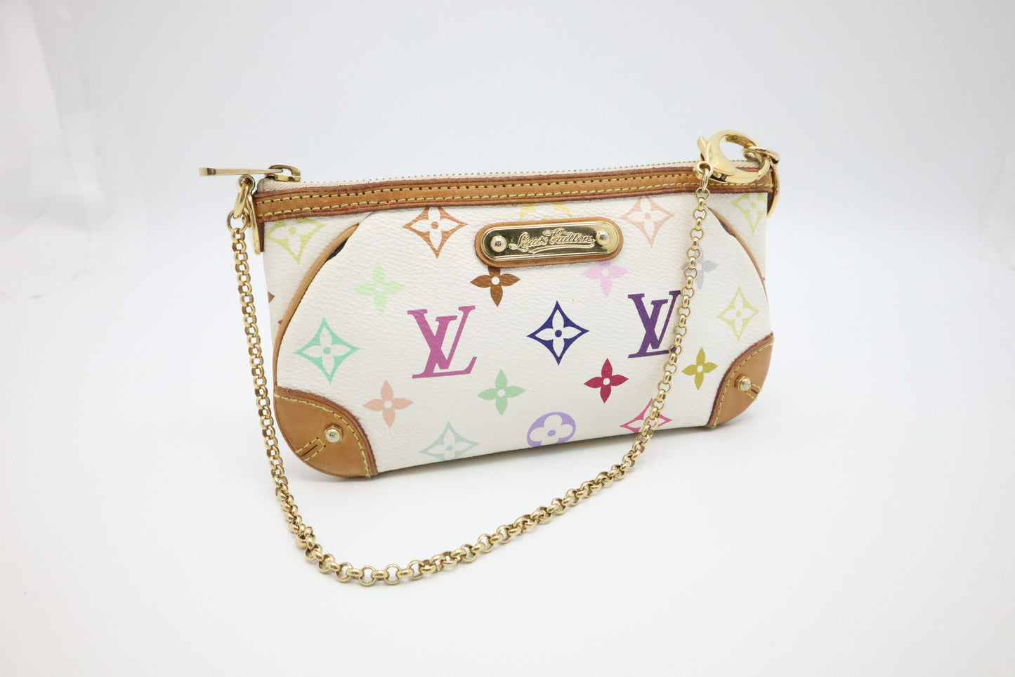 Louis Vuitton Pochette Milla MM in White Multicolor Monogram Canvas
