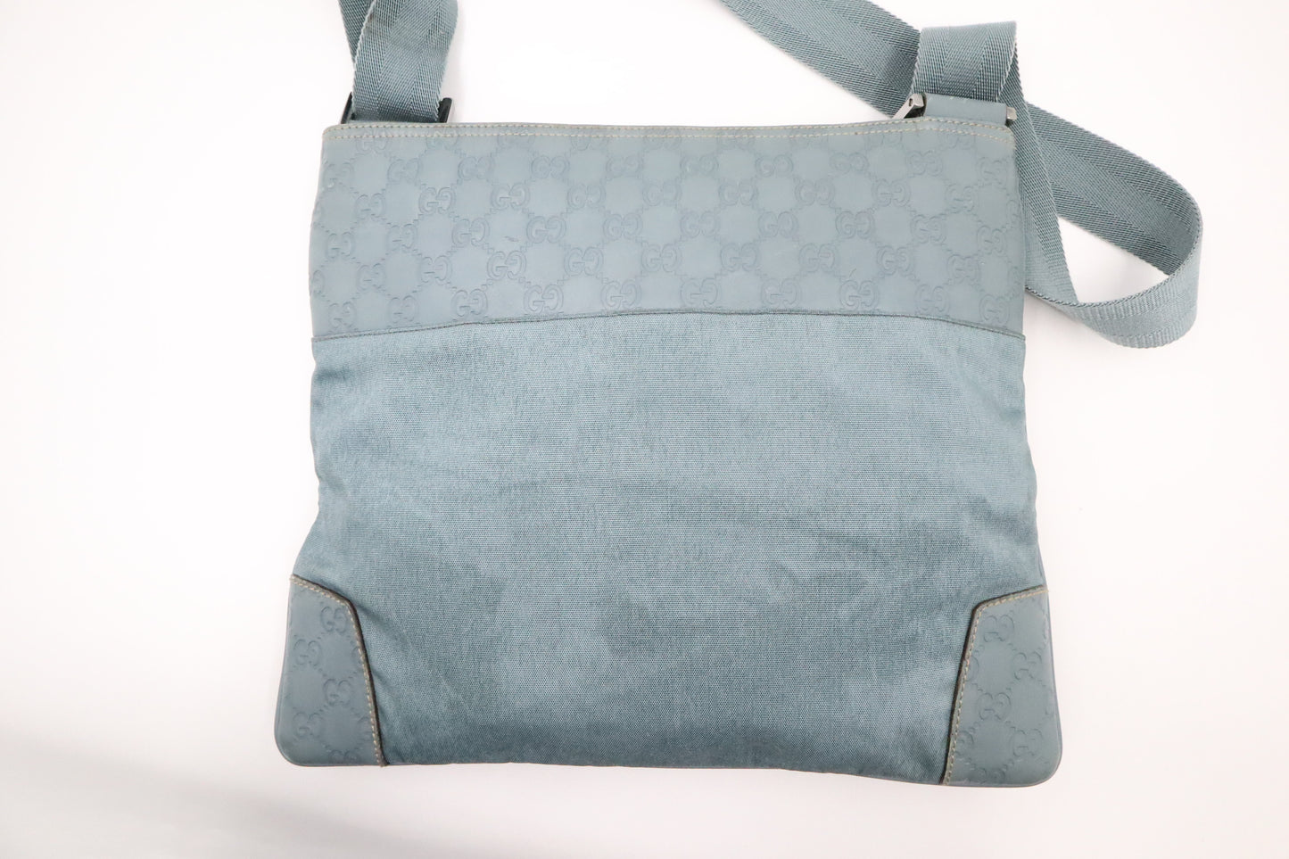 Gucci Crossbody in Light Blue Canvas & Guccissima Leather