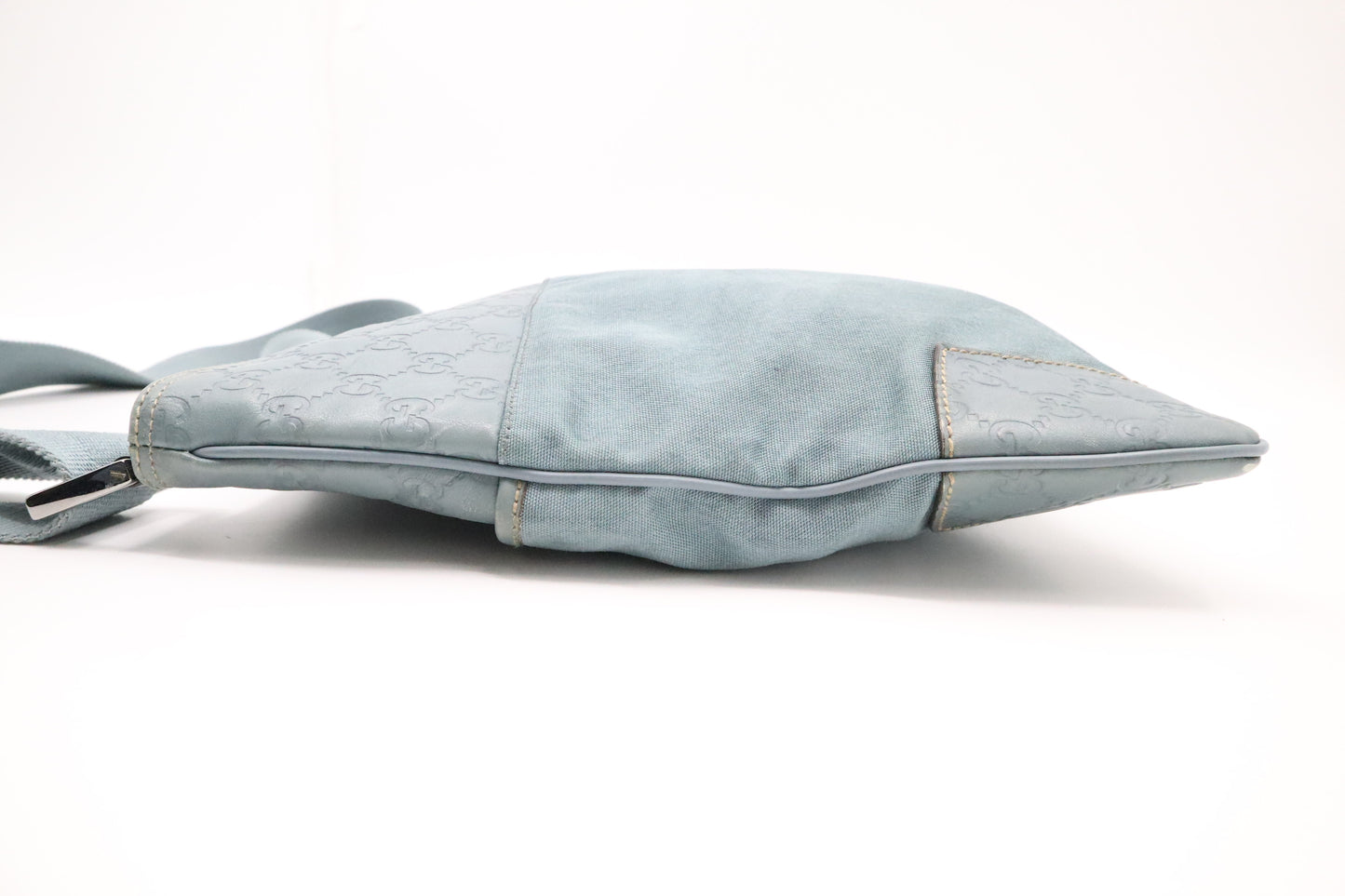 Gucci Crossbody in Light Blue Canvas & Guccissima Leather