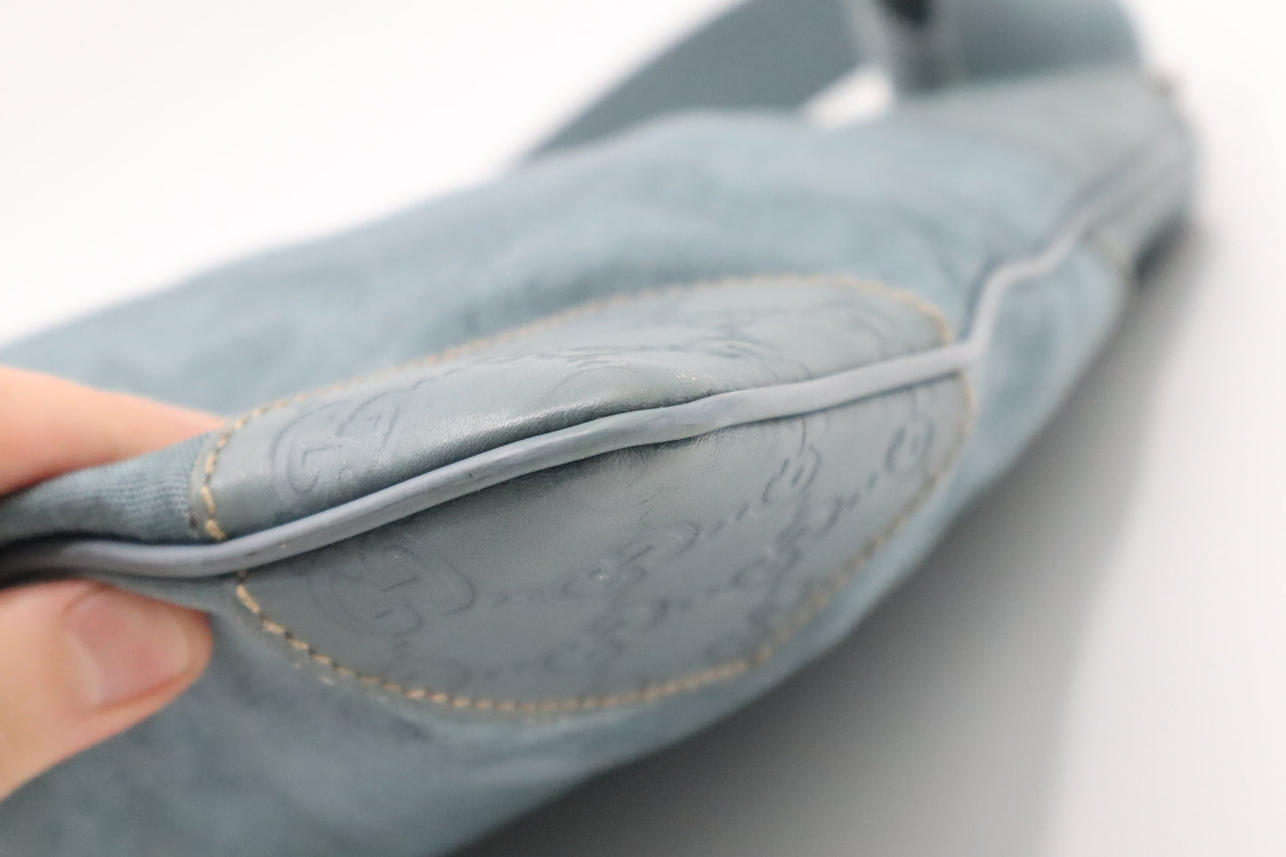Gucci Crossbody in Light Blue Canvas & Guccissima Leather