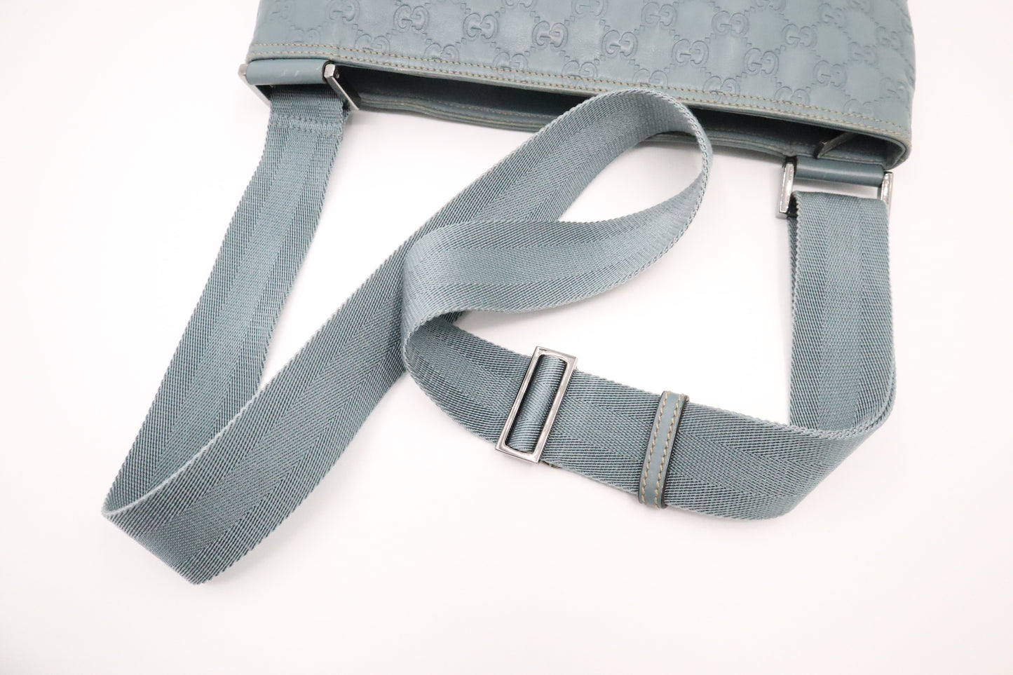 Gucci Crossbody in Light Blue Canvas & Guccissima Leather