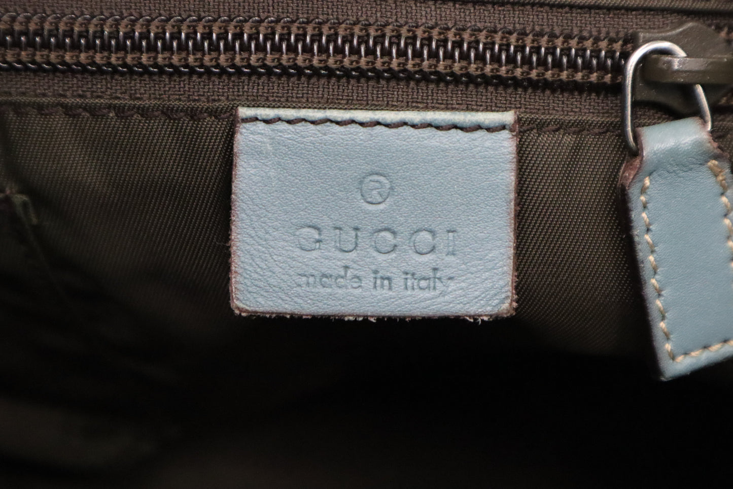 Gucci Crossbody in Light Blue Canvas & Guccissima Leather