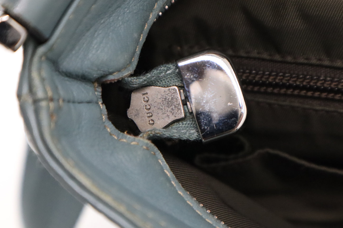 Gucci Crossbody in Light Blue Canvas & Guccissima Leather