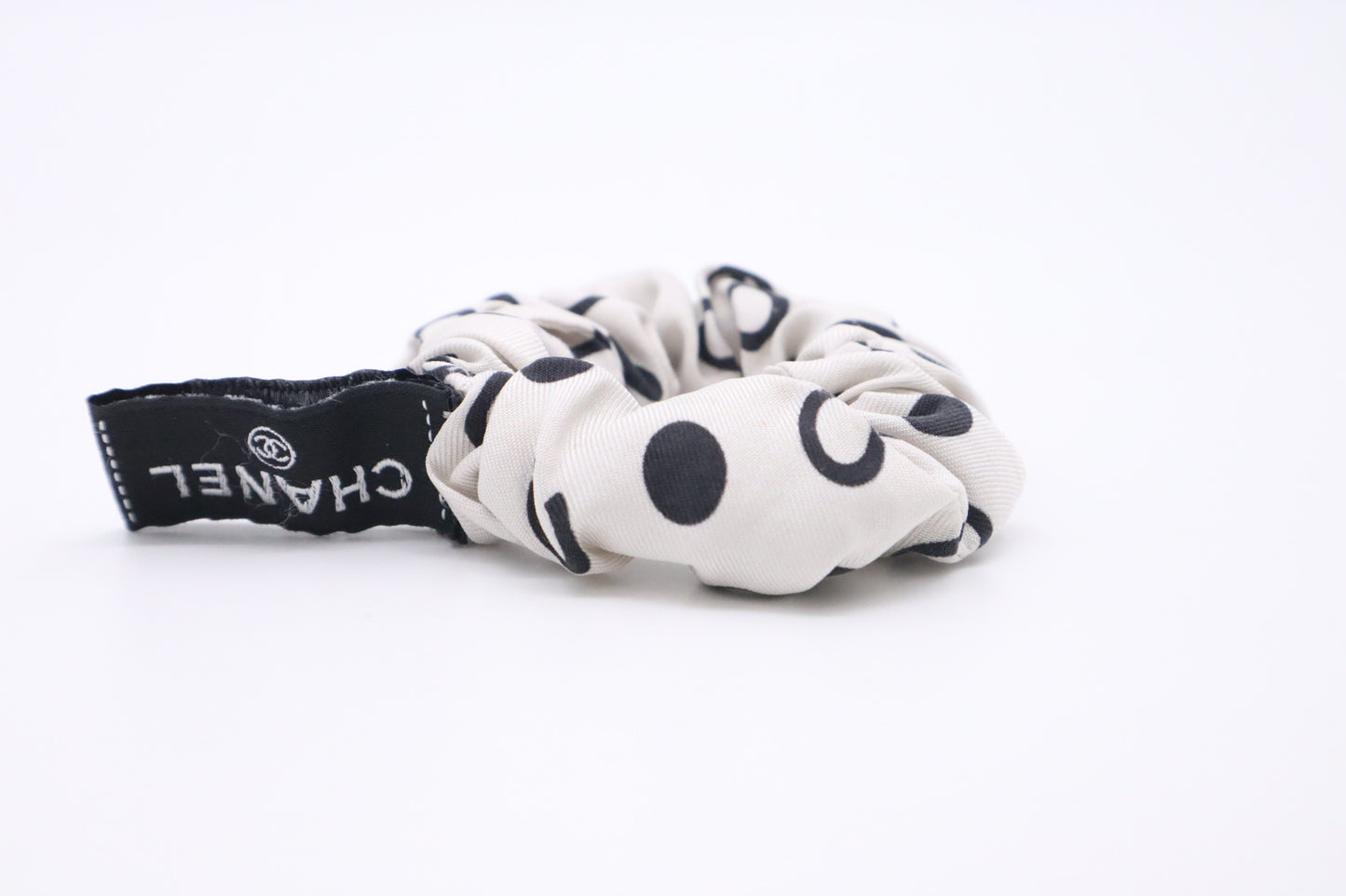 Chanel Scrunchie in Black & White Silk