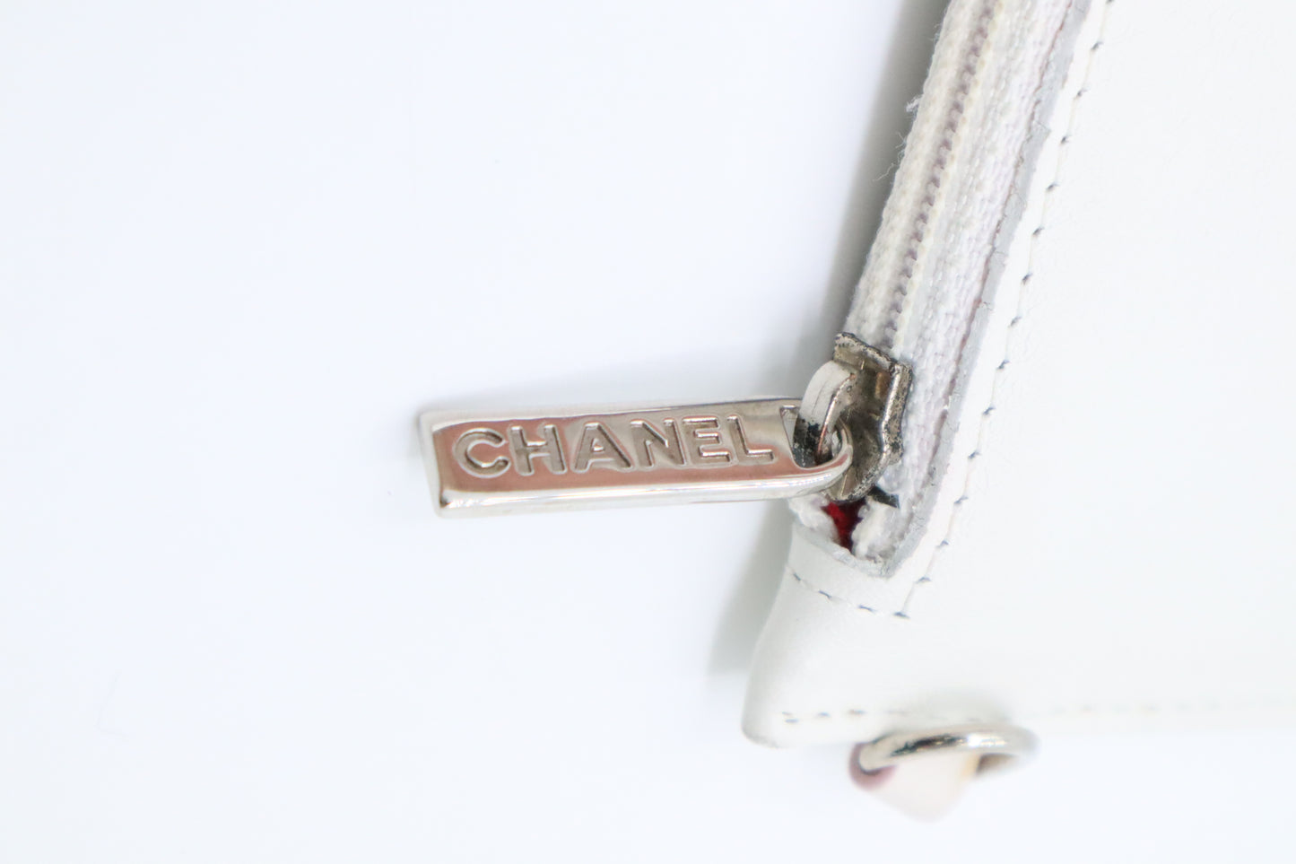 Chanel Timeless CC Pouch in White Leather