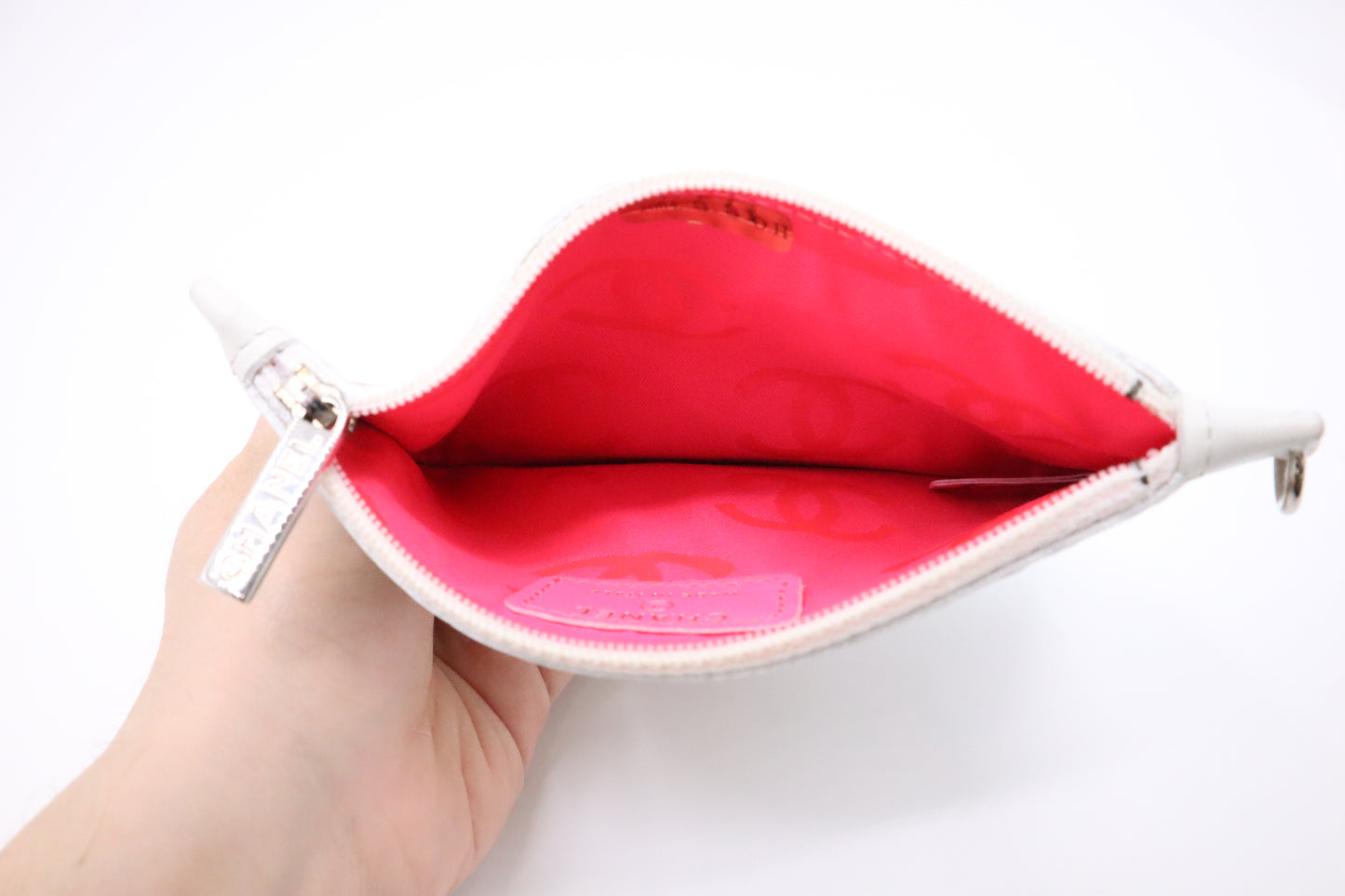 Chanel Timeless CC Pouch in White Leather