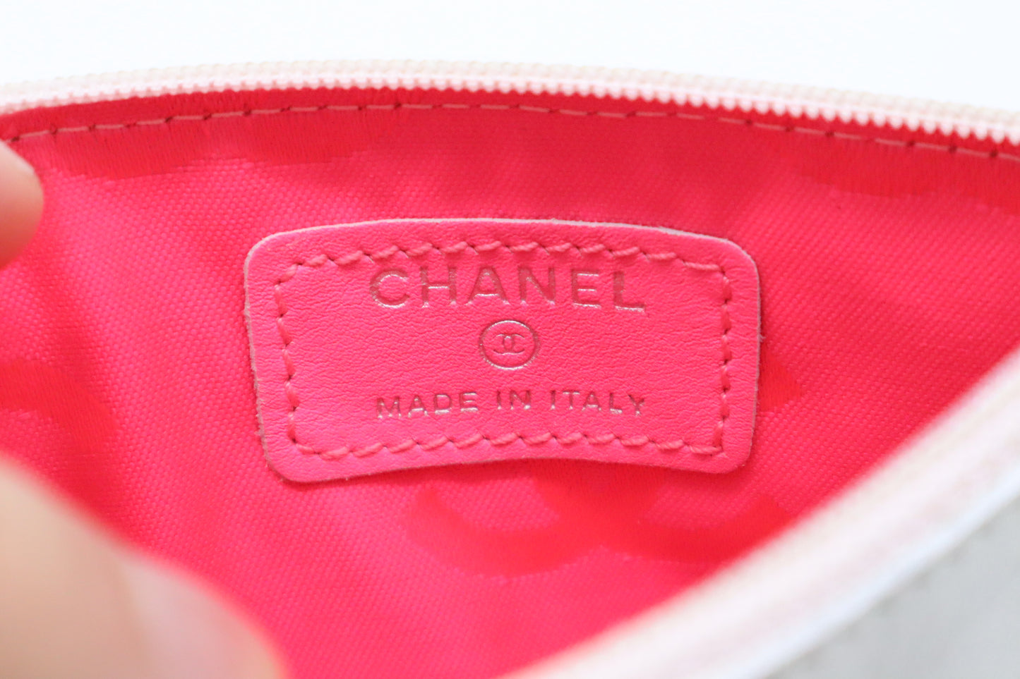 Chanel Timeless CC Pouch in White Leather