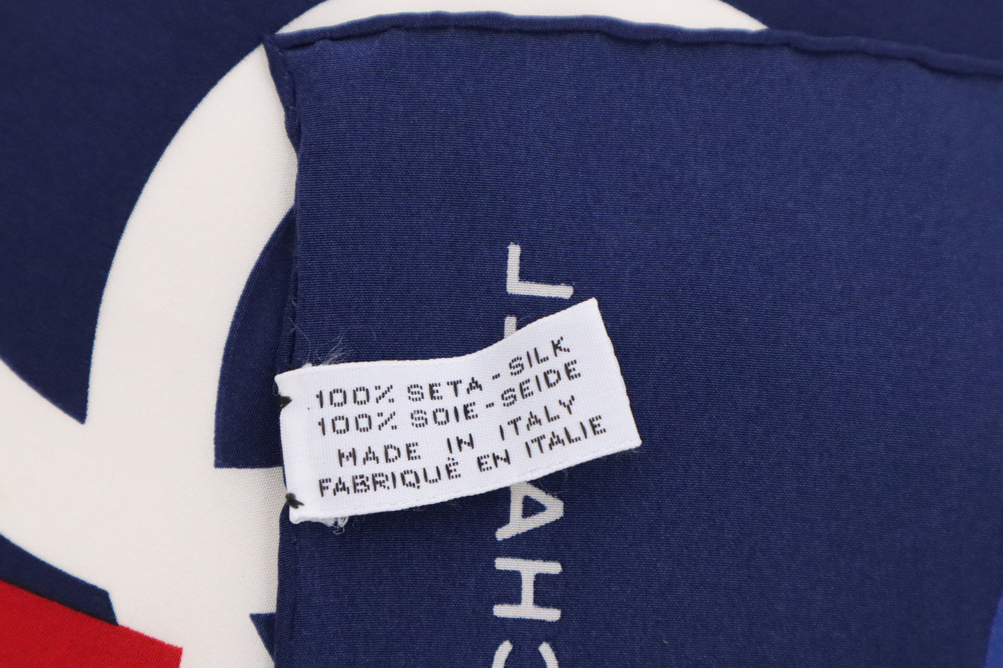 Chanel Scarf in Navy Blue Multicolor Silk