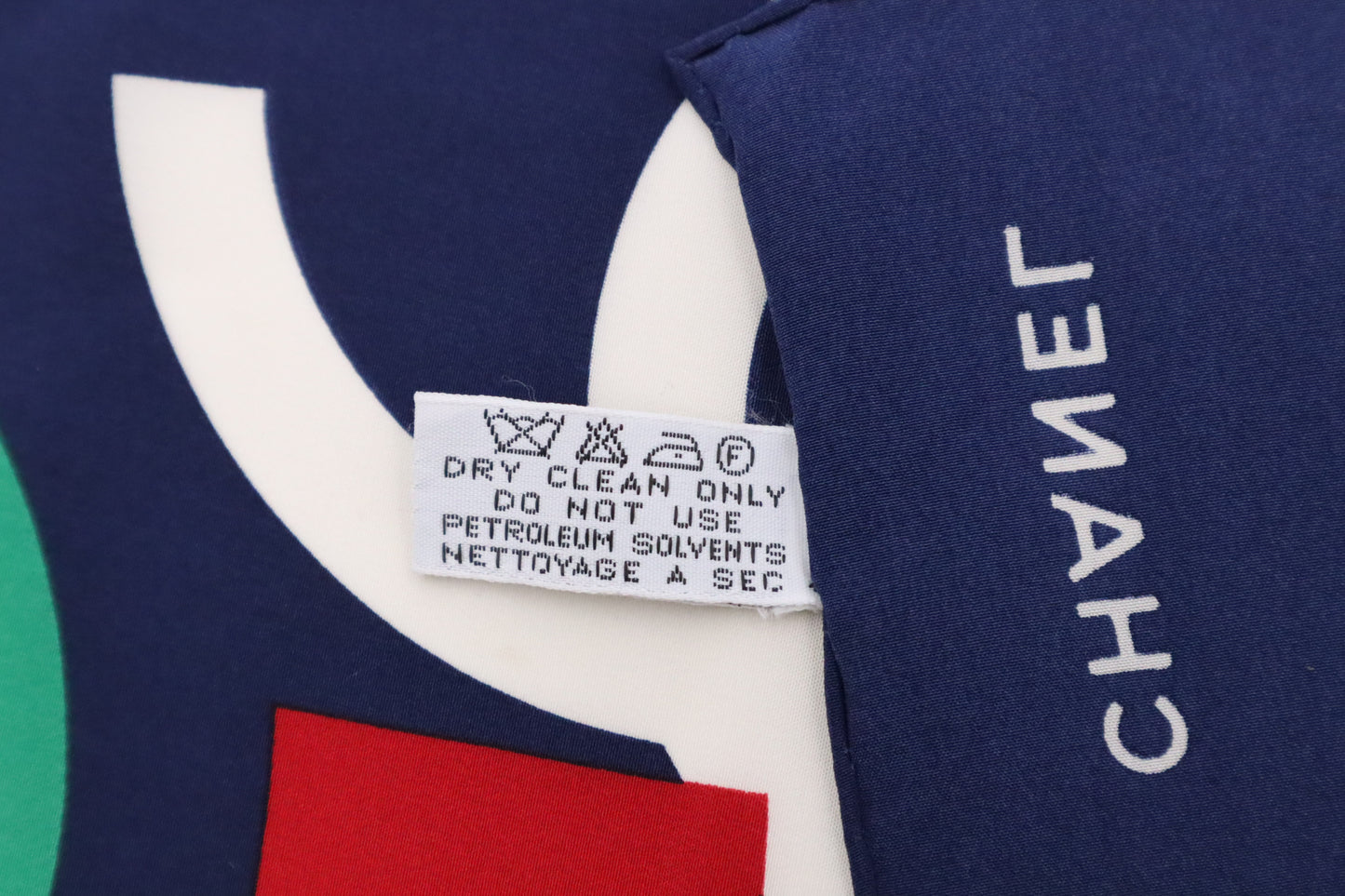 Chanel Scarf in Navy Blue Multicolor Silk