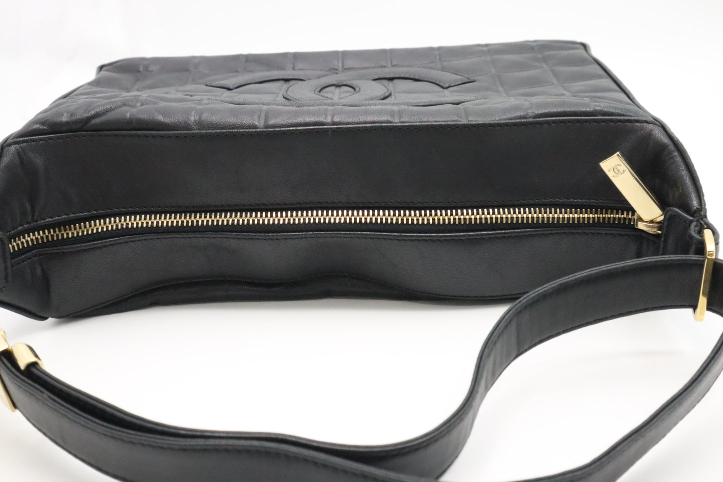 Chanel Chocobar Shoulder Bag in Black Leather
