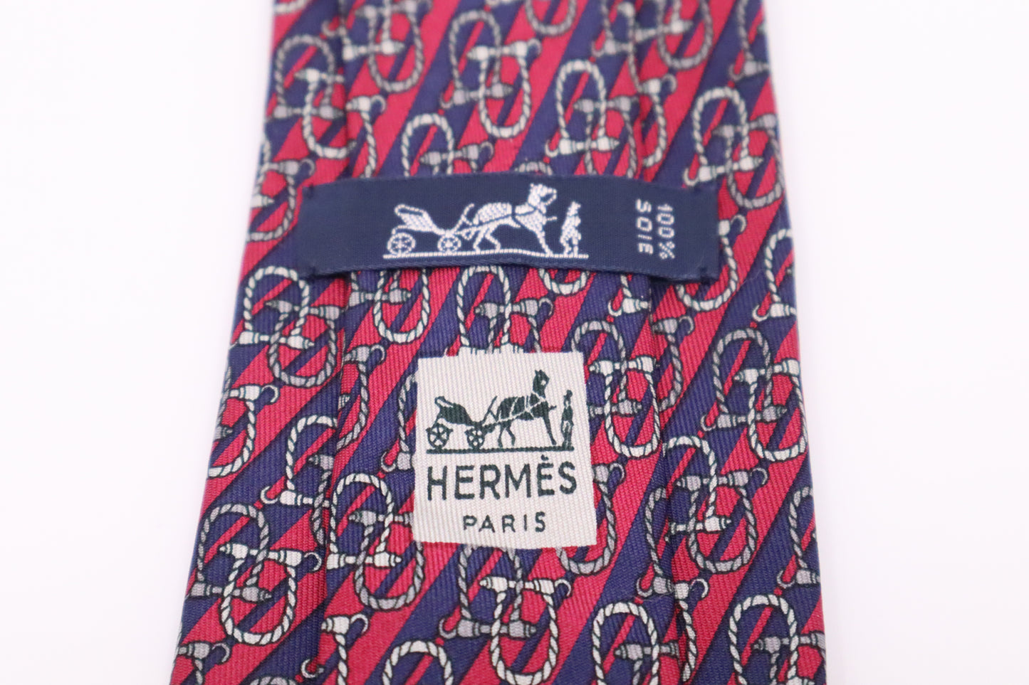 Hermes Tie in Blue and Red Silk