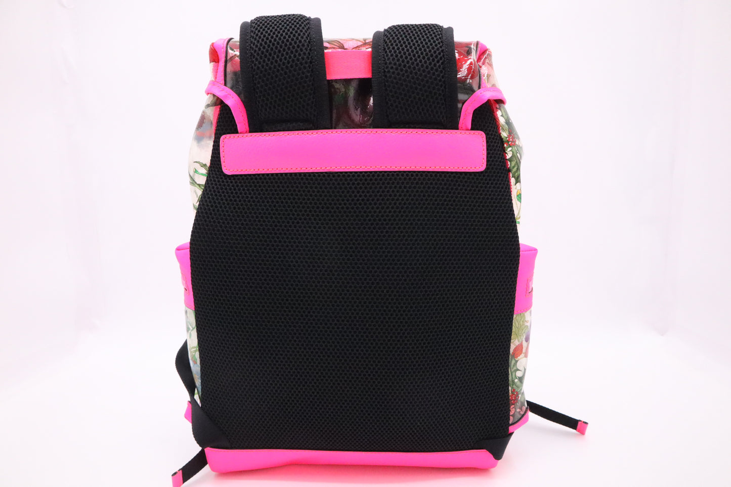 Gucci Backpack in Floral PVC and Neon Pink Leather